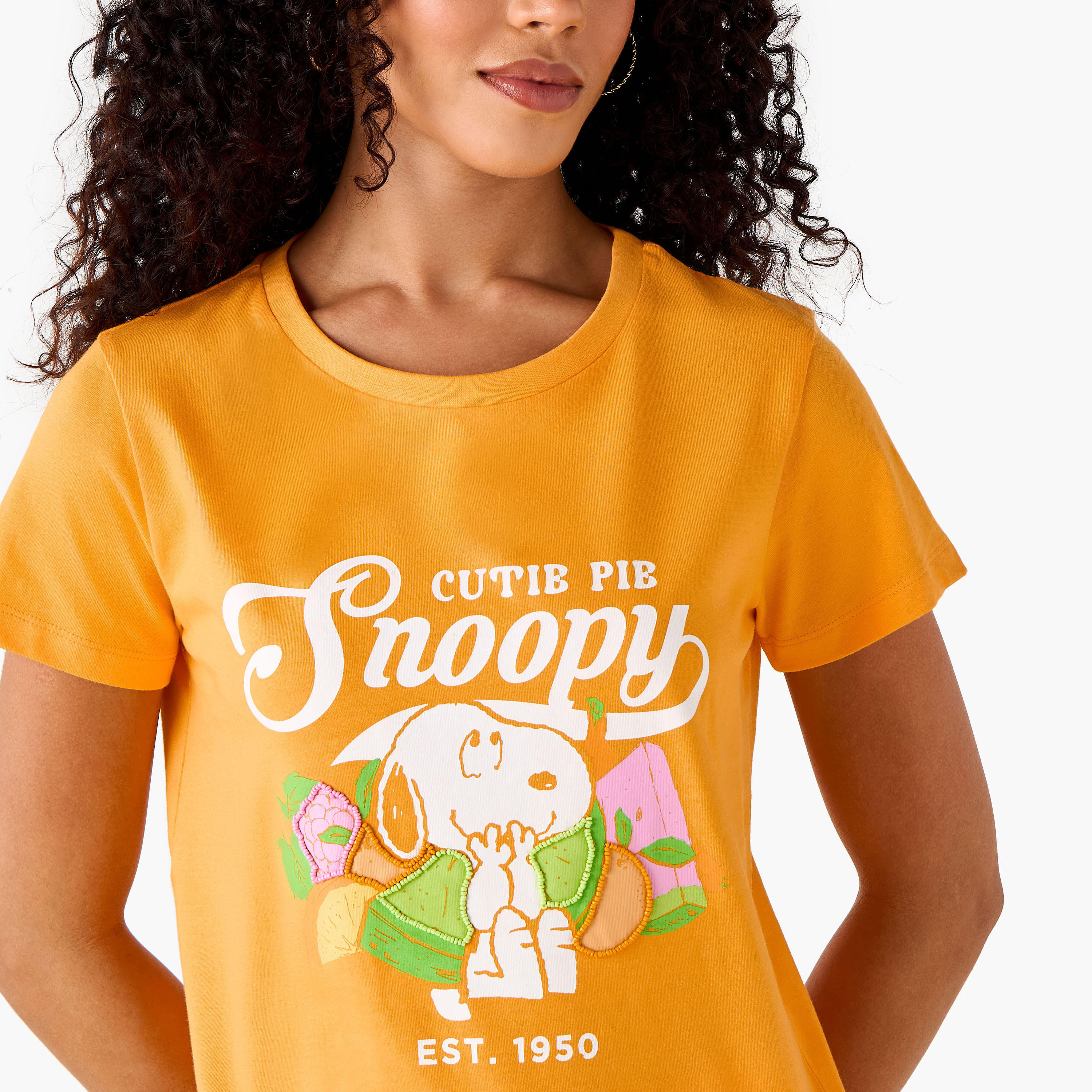 Snoopy Cotton T-shirt-women-clothing-tshirts-image-5