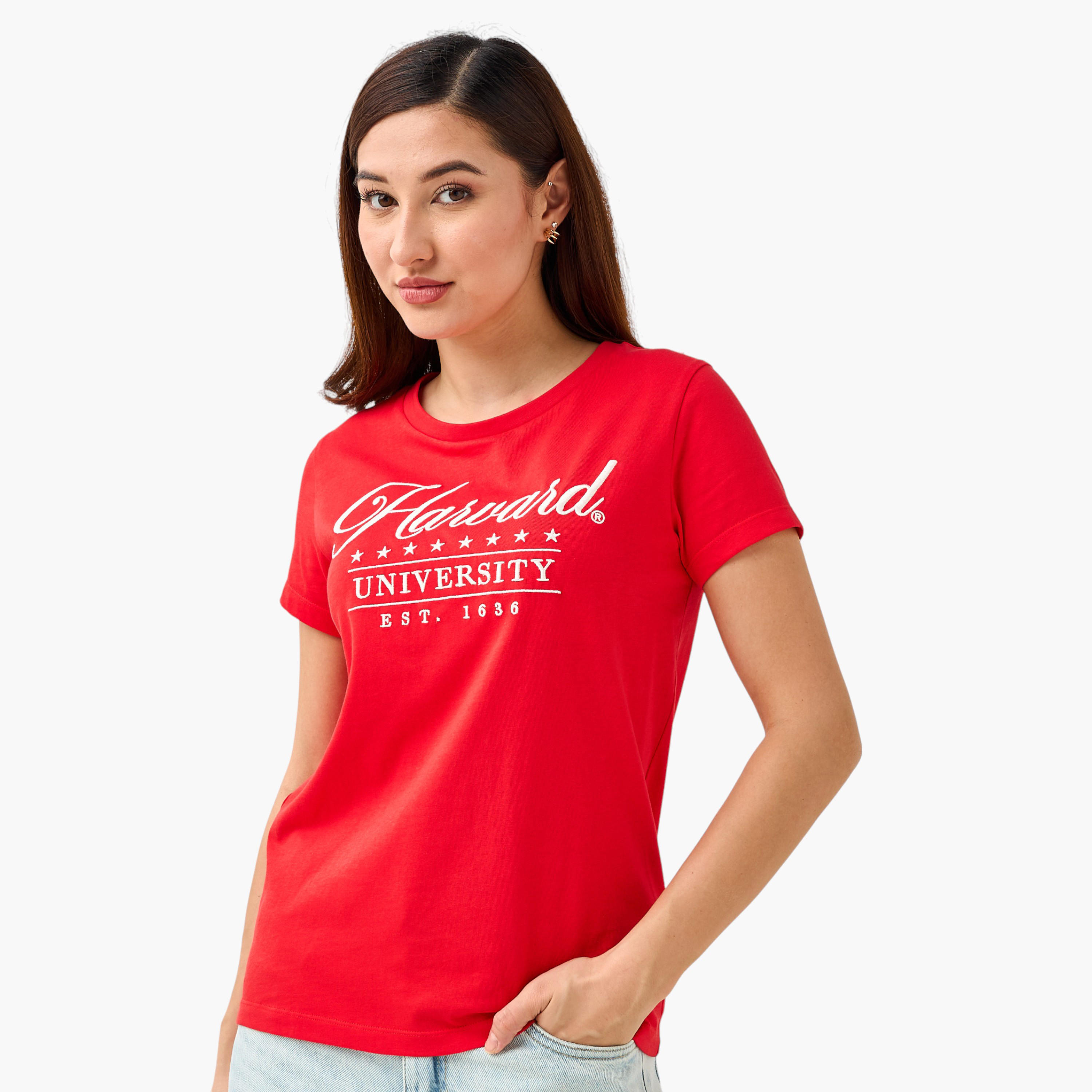 Harvard University Cotton T-shirt-women-clothing-tshirts-image-3