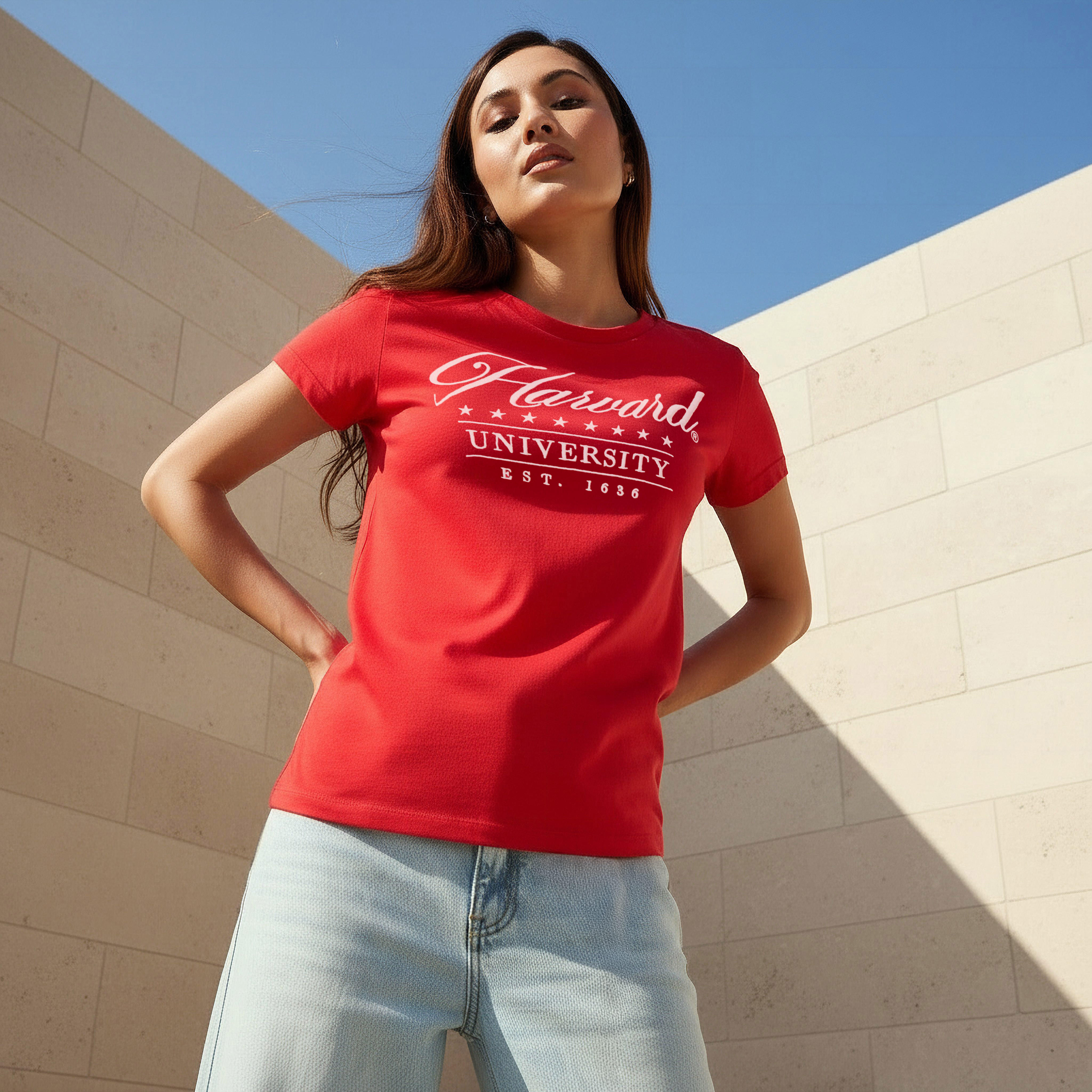 Harvard University Cotton T-shirt-women-clothing-tshirts-image-1