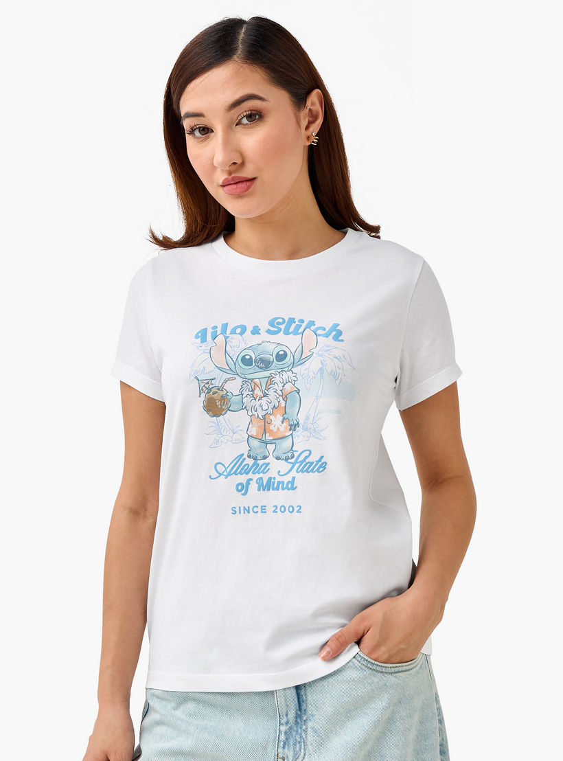 تيشيرت قطن بطبعة ليلو وستيتش-women-clothing-tshirts-image-2