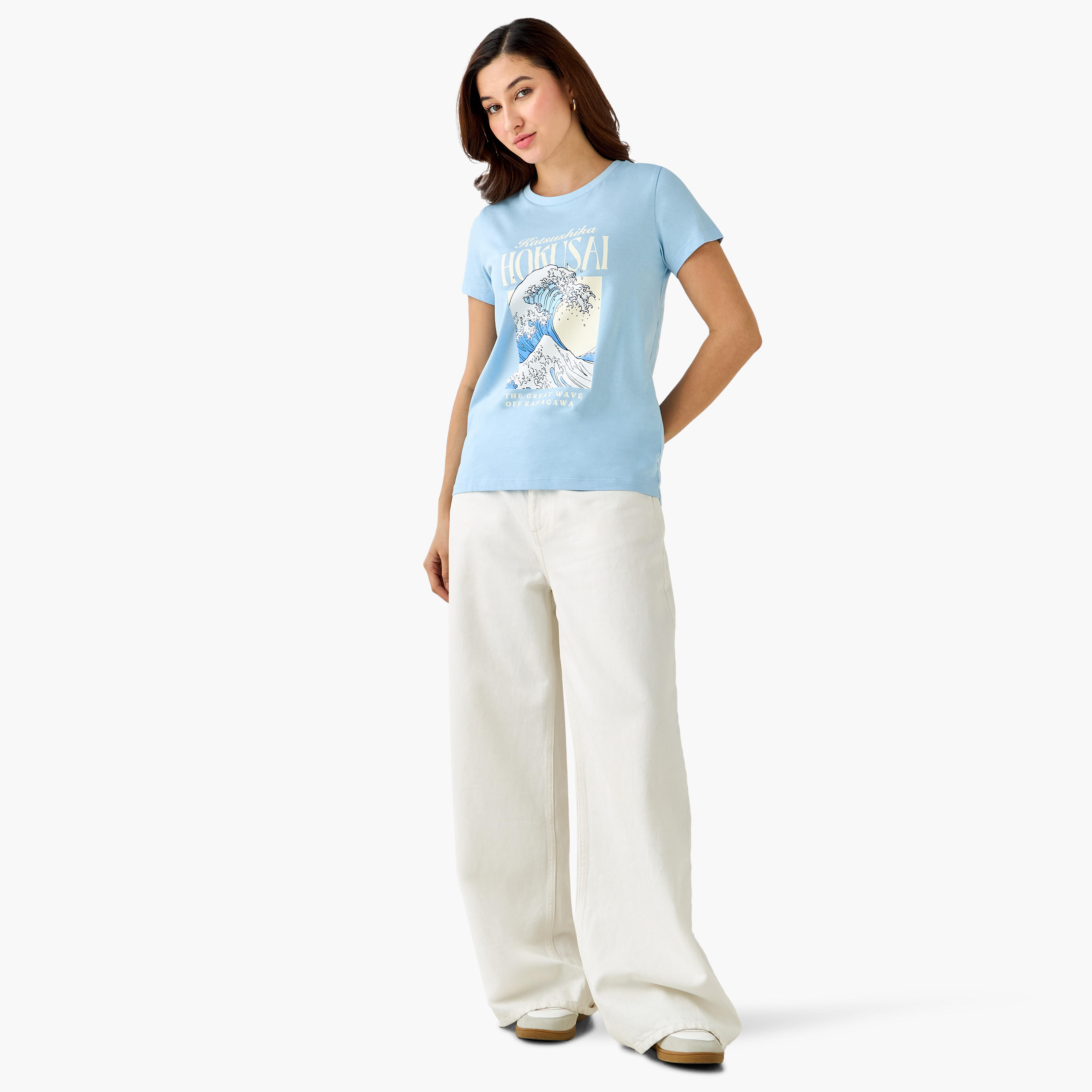 Katsushika Hokusai Anime Cotton T-shirt-women-clothing-tshirts-image-3
