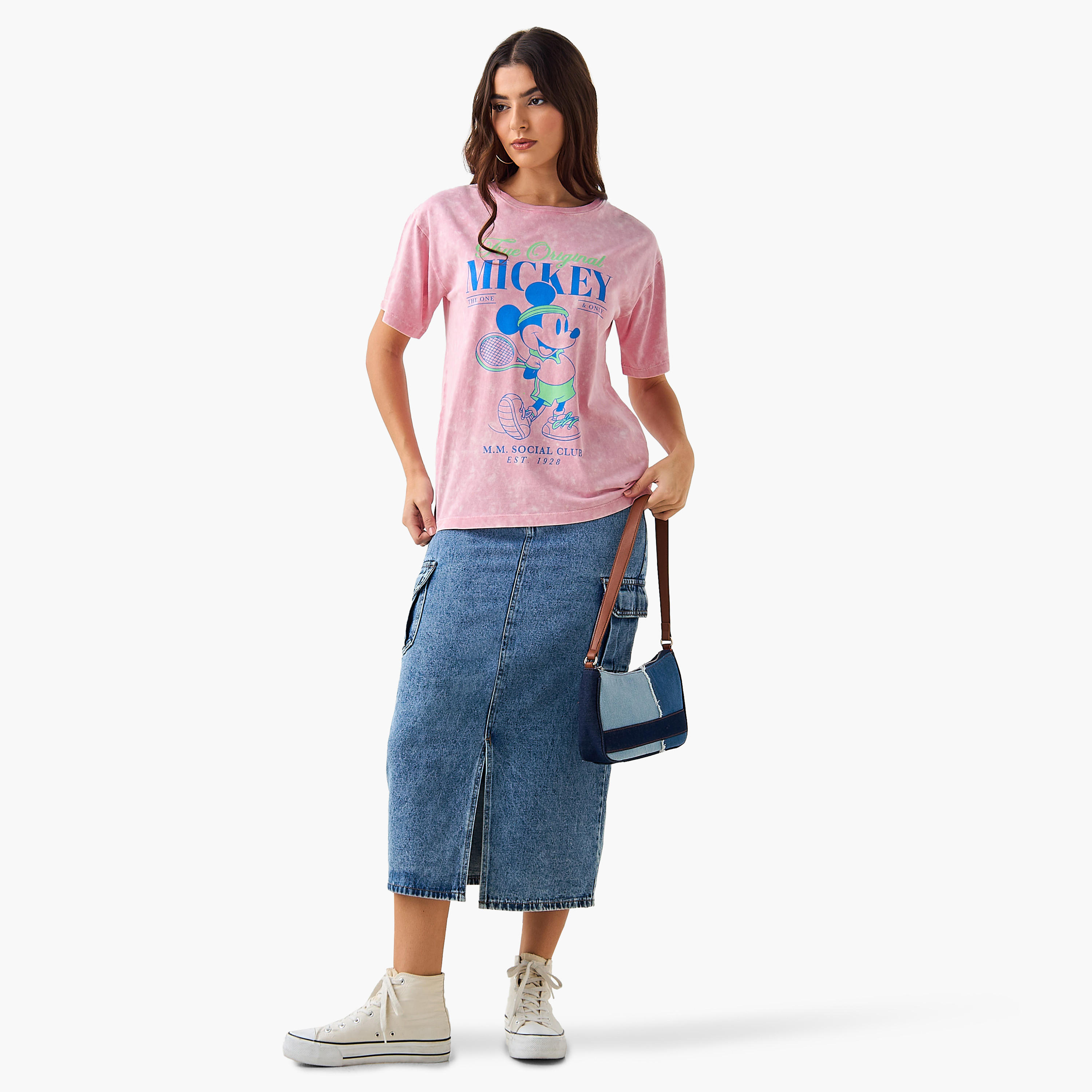 تيشيرت قطن فضفاض بطبعات ميكي ماوس-women-clothing-tshirts-image-4