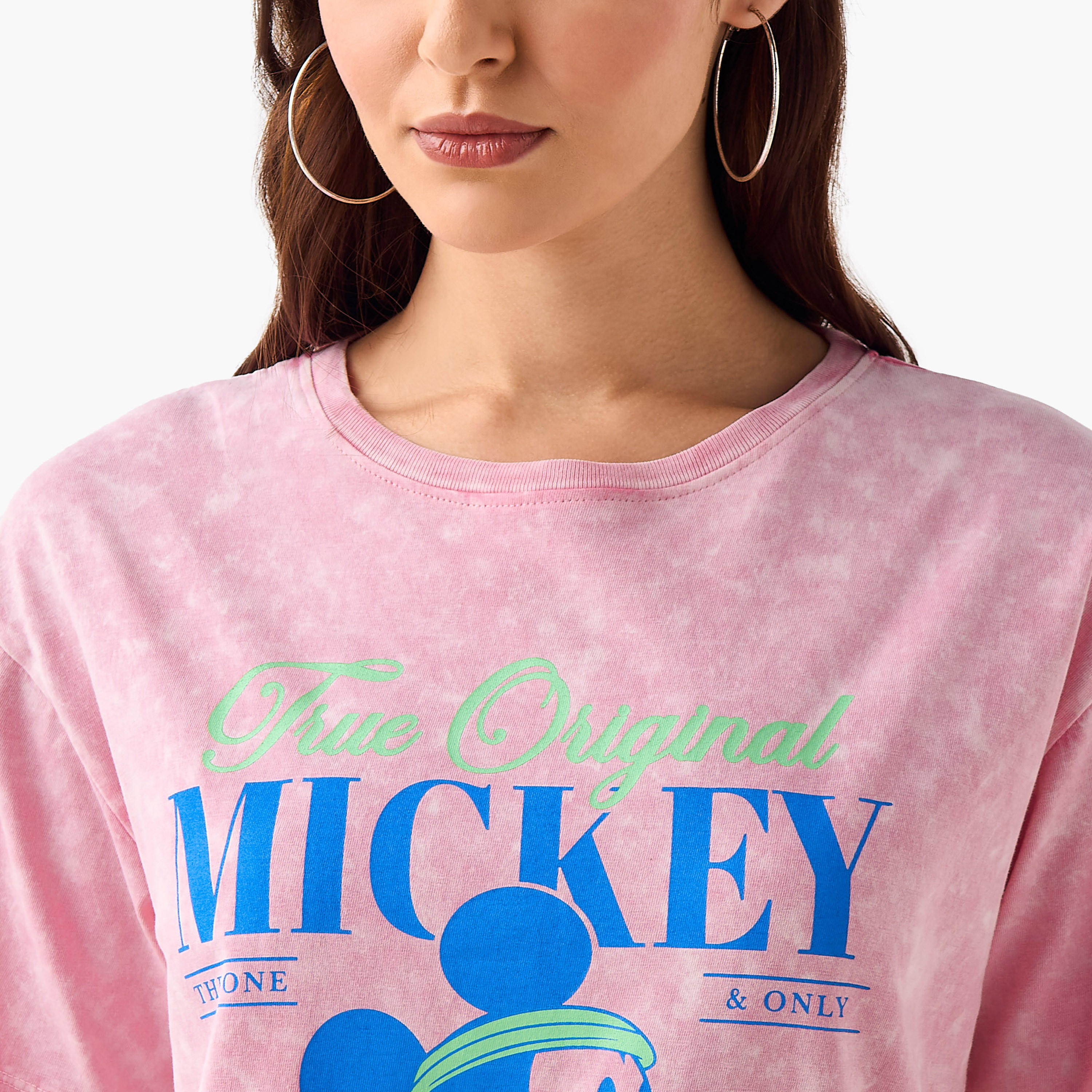 تيشيرت قطن فضفاض بطبعات ميكي ماوس-women-clothing-tshirts-image-2