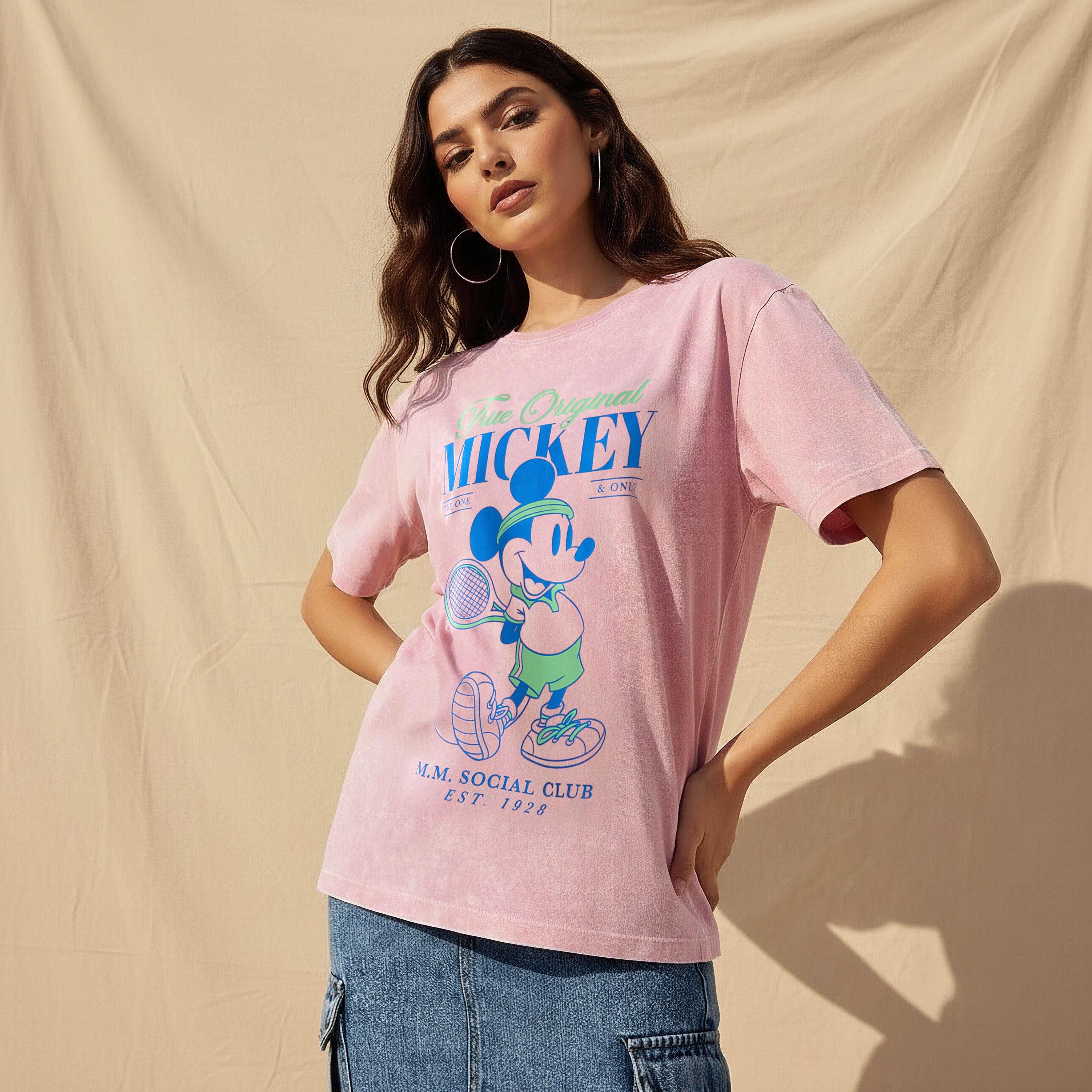 تيشيرت قطن فضفاض بطبعات ميكي ماوس-women-clothing-tshirts-image-6