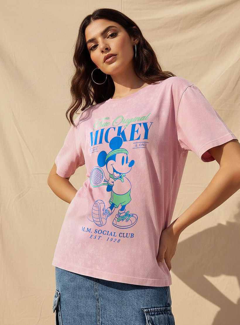 تيشيرت قطن فضفاض بطبعات ميكي ماوس-women-clothing-tshirts-image-6