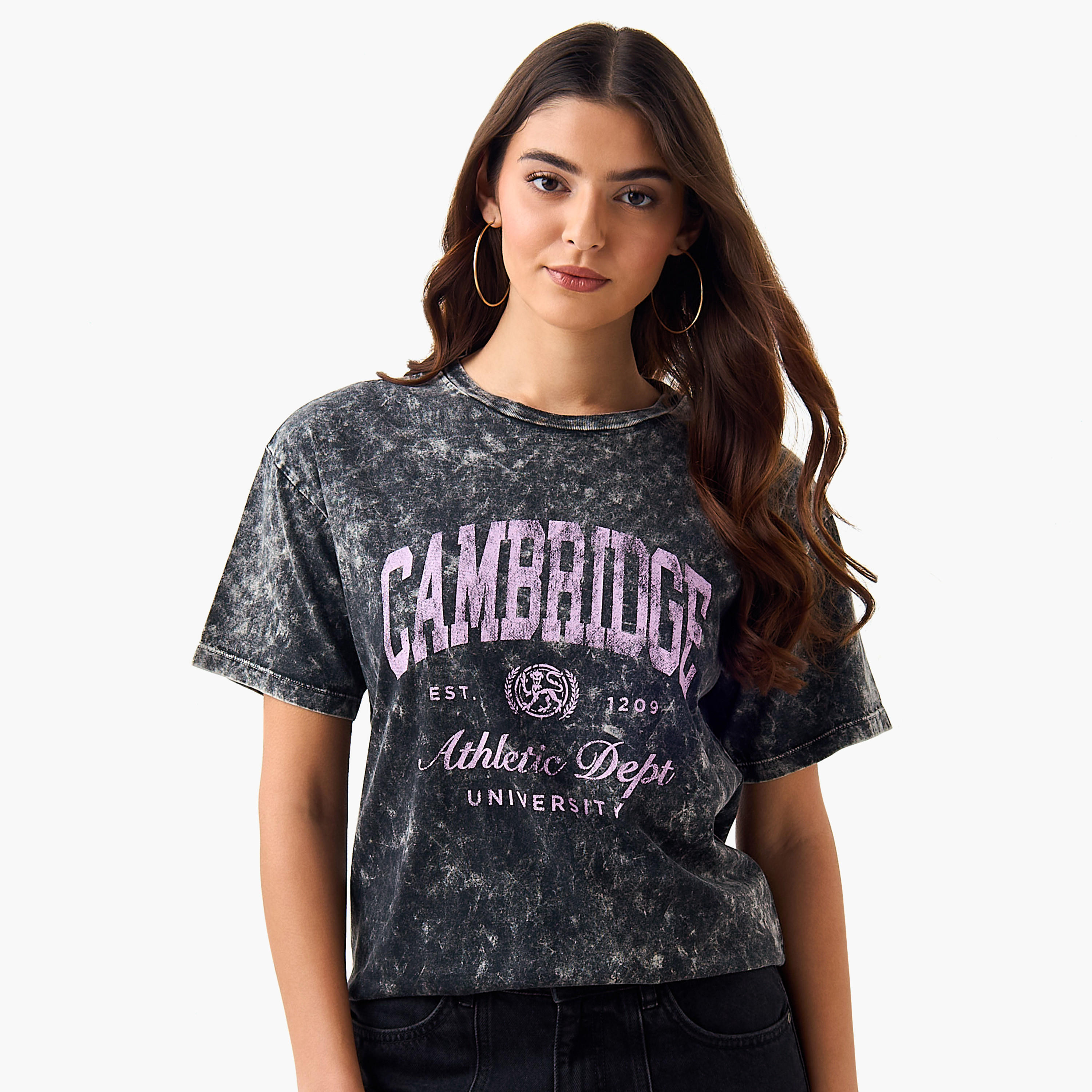 Oversized Cotton T-shirt with Cambridge University Print-women-clothing-tshirts-image-2