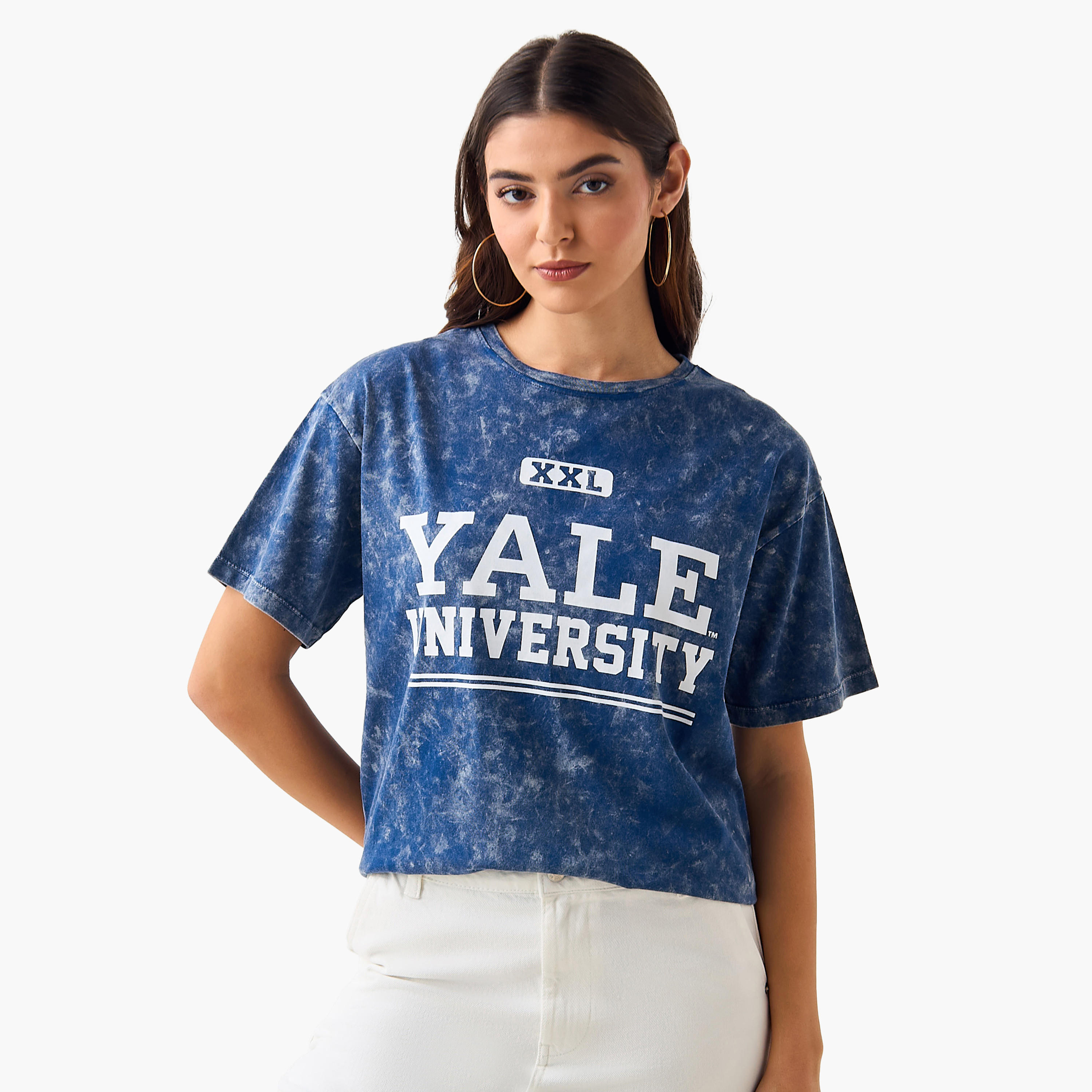 Oversized Cotton T-shirt with Yale University Print-women-clothing-tshirts-image-3