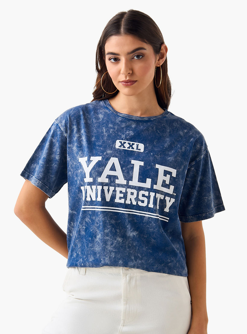 Oversized Cotton T-shirt with Yale University Print-women-clothing-tshirts-image-3