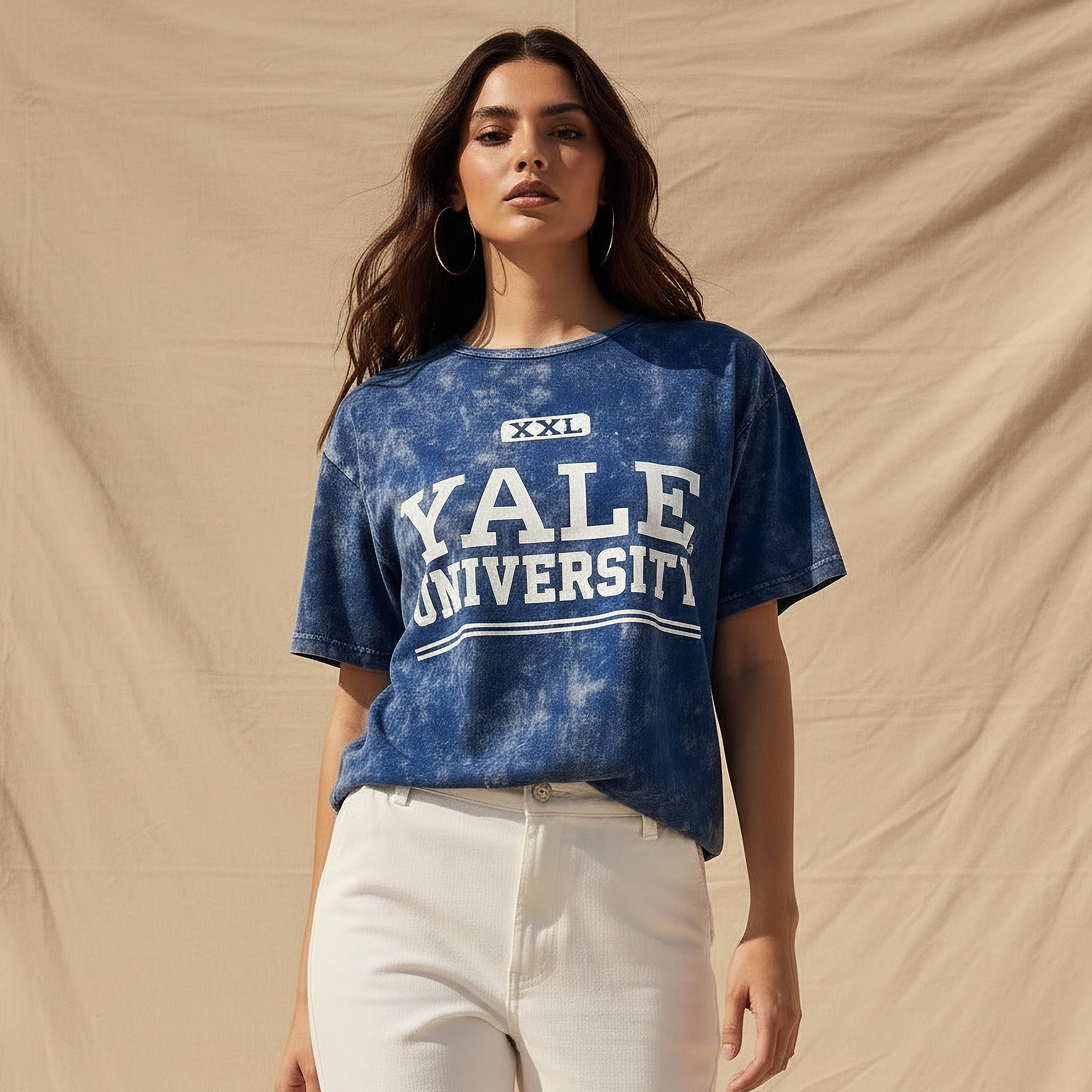 Oversized Cotton T-shirt with Yale University Print-women-clothing-tshirts-image-1