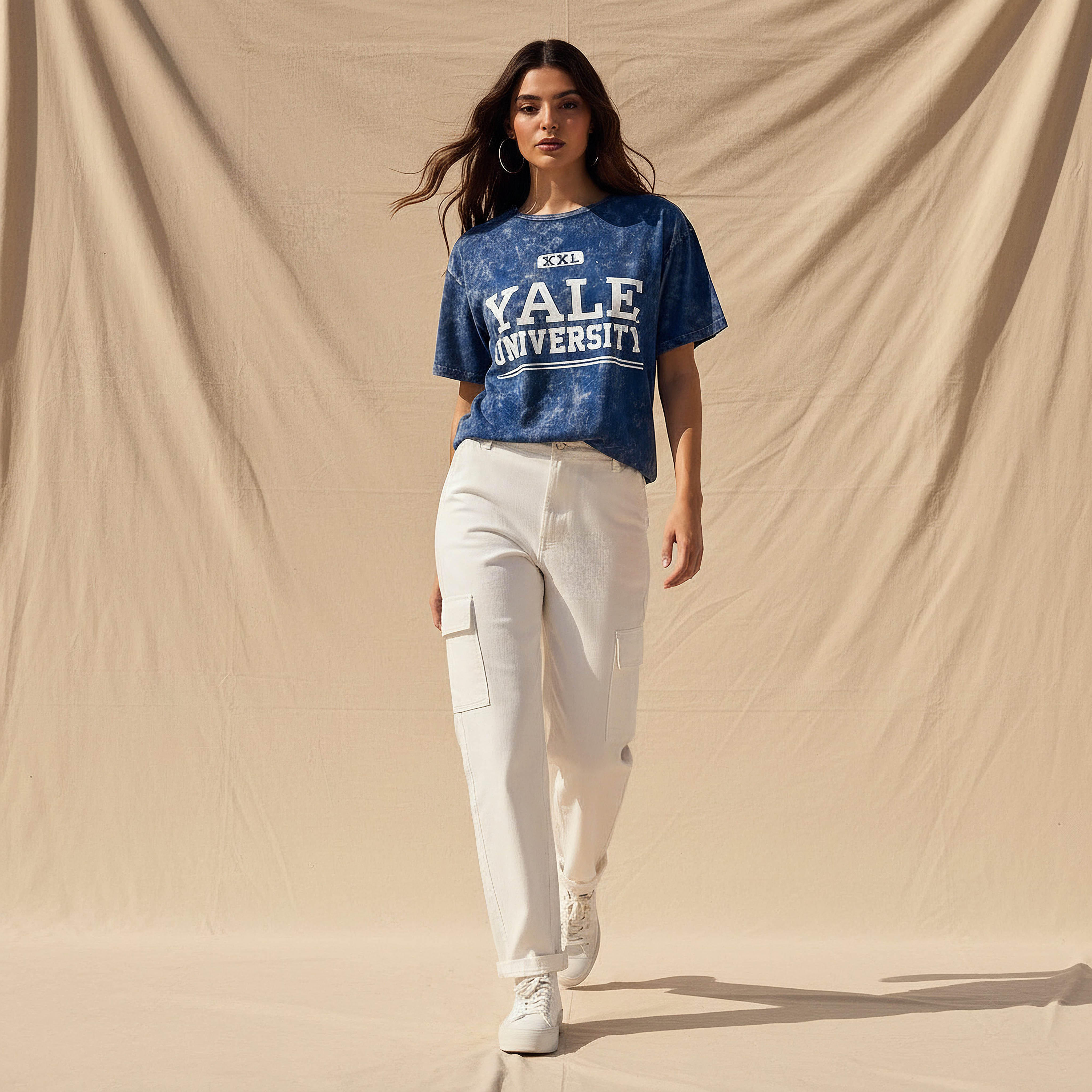 Oversized Cotton T-shirt with Yale University Print-women-clothing-tshirts-image-2