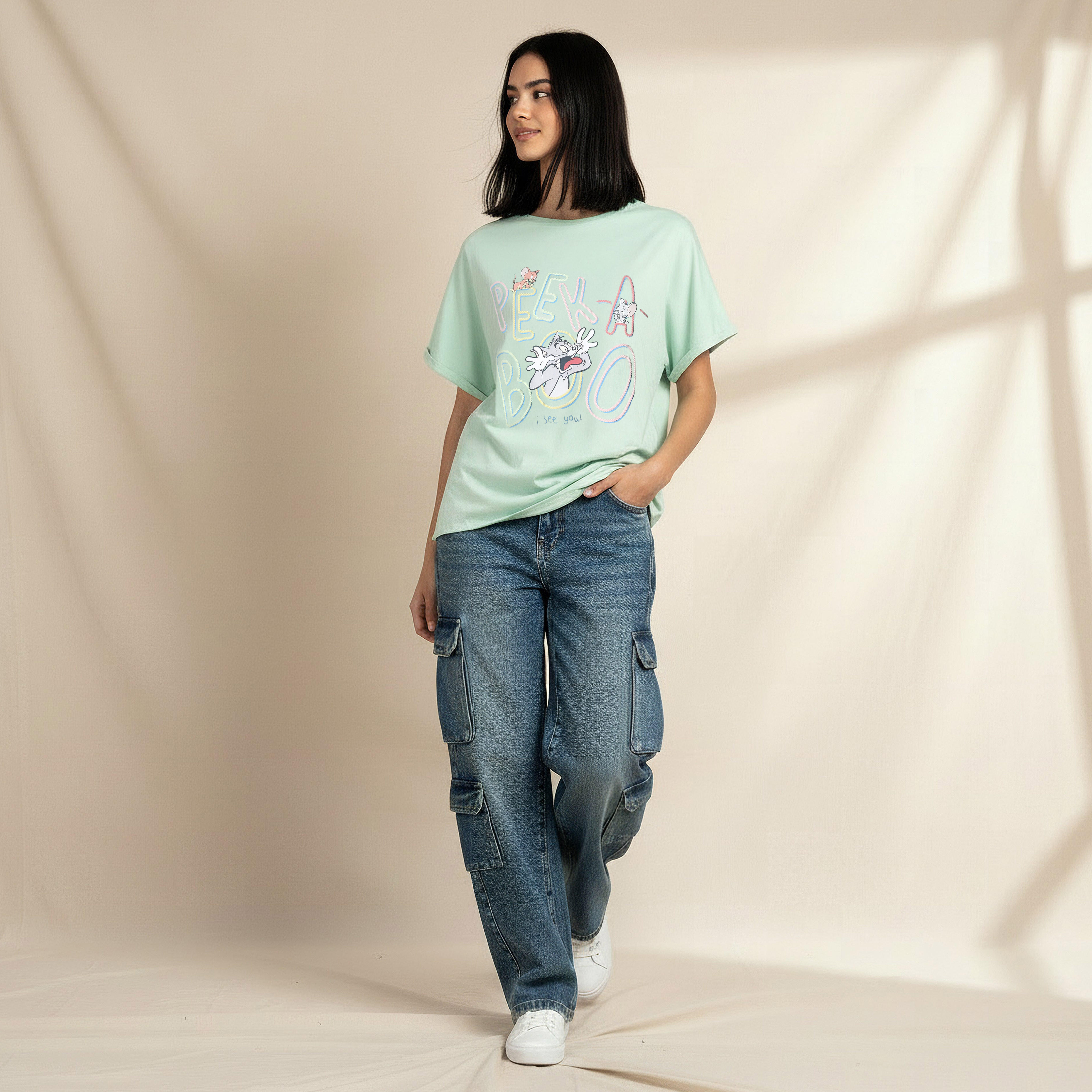 تيشيرت بطبعات توم وجيري-women-clothing-tshirts-image-1