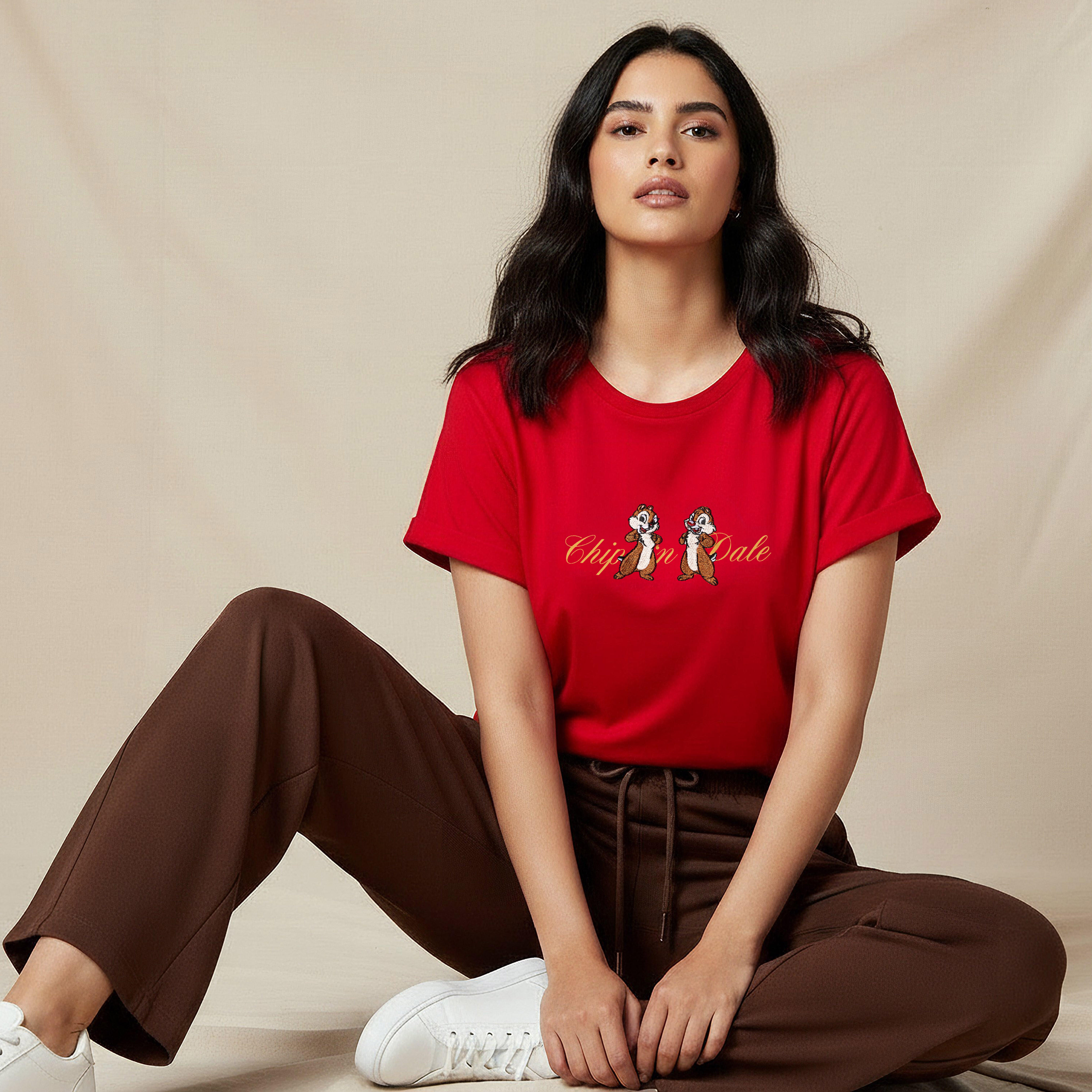 T-shirt with Chip 'n' Dale Embroidery-women-clothing-tshirts-image-3
