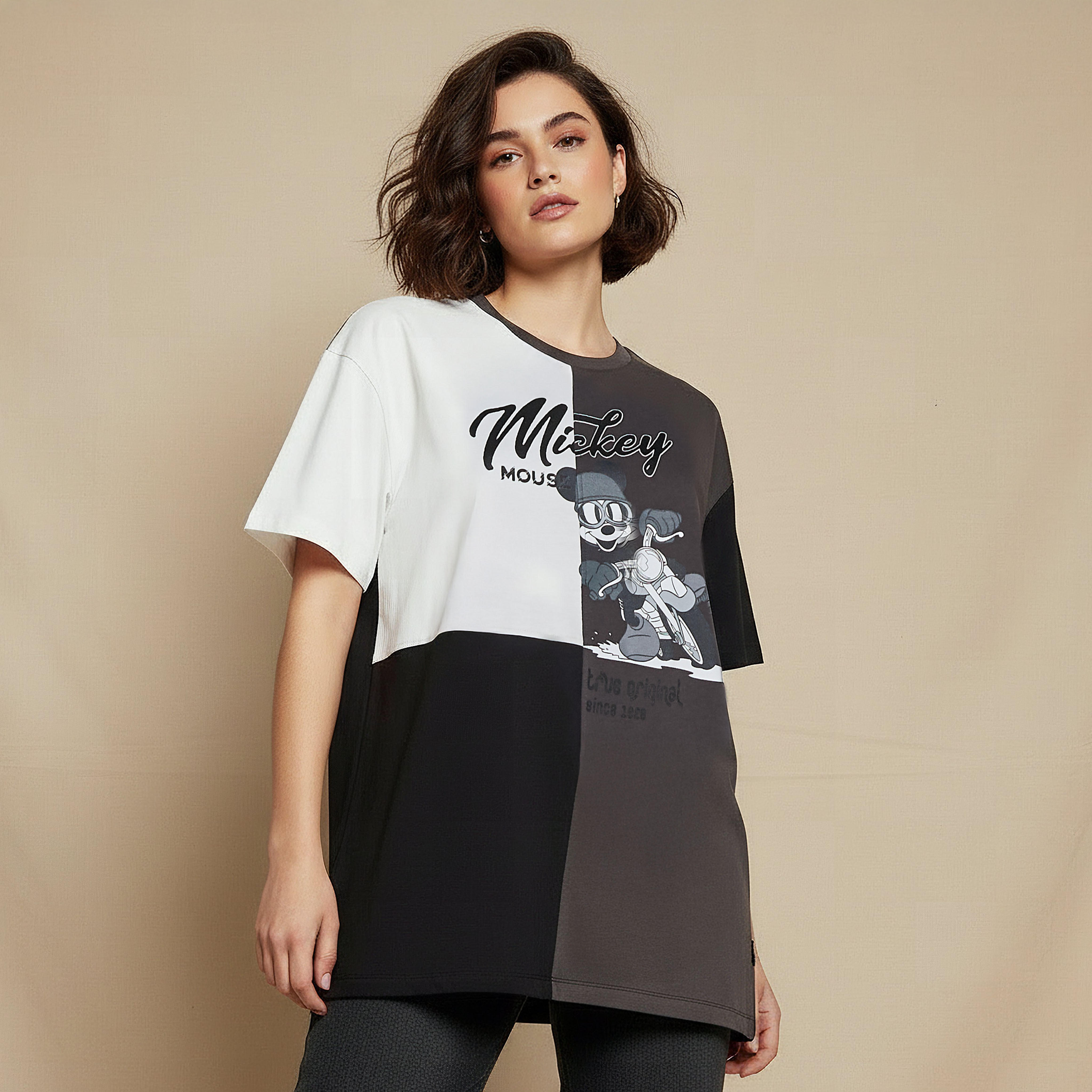 Mickey Mouse Print Loose Fit T-shirt-women-clothing-tshirts-image-1