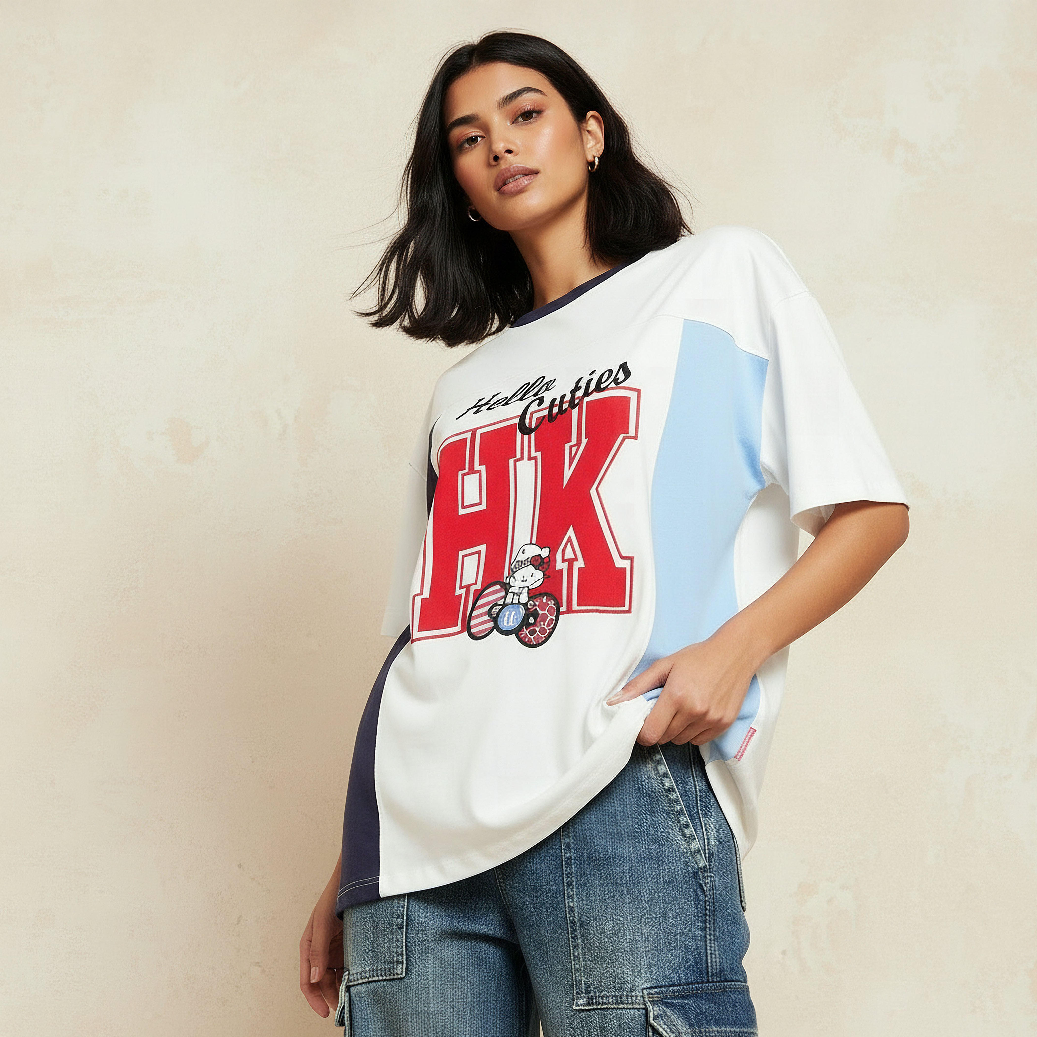 Hello Kitty Print Loose Fit T-shirt-women-clothing-tshirts-image-1