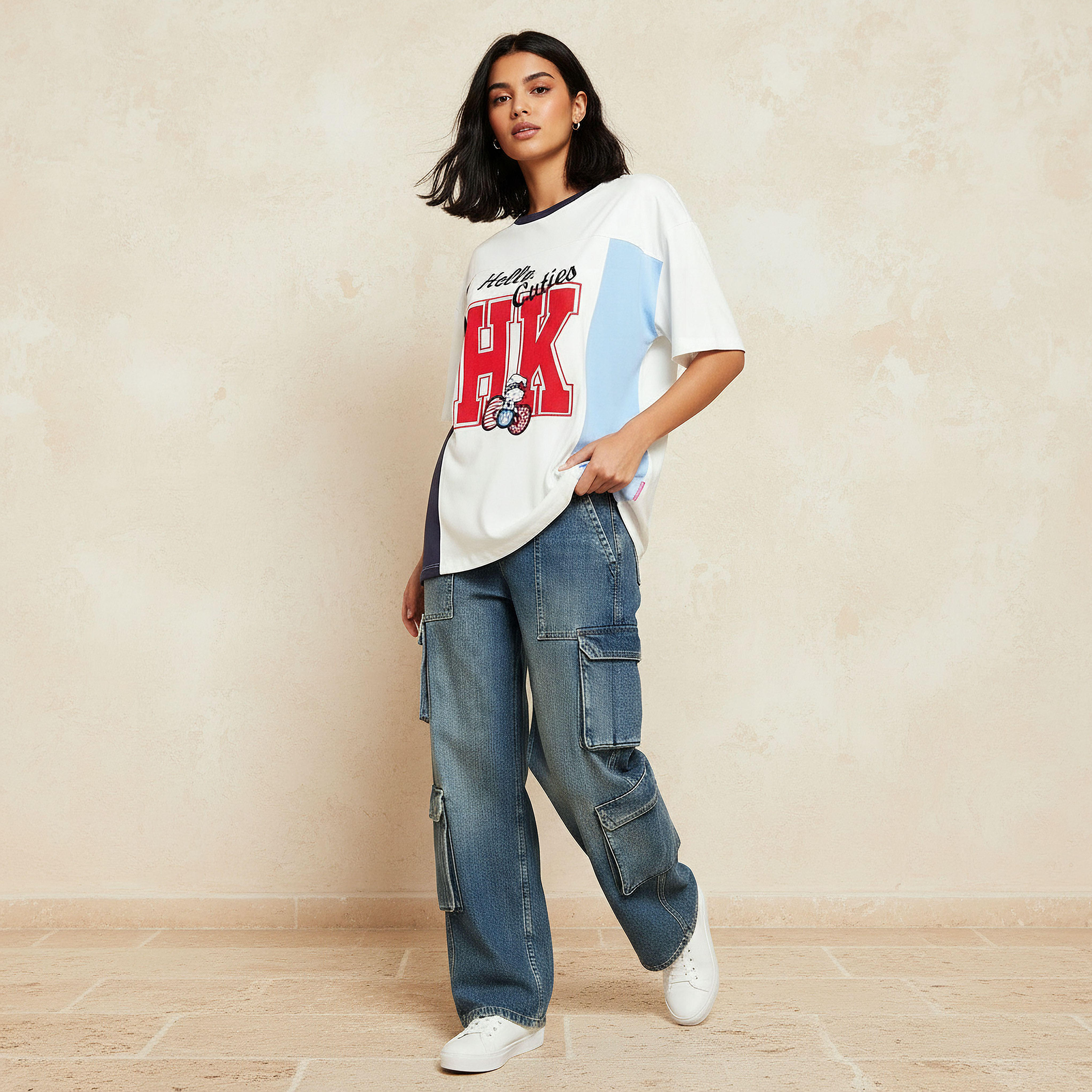 Hello Kitty Print Loose Fit T-shirt-women-clothing-tshirts-image-3