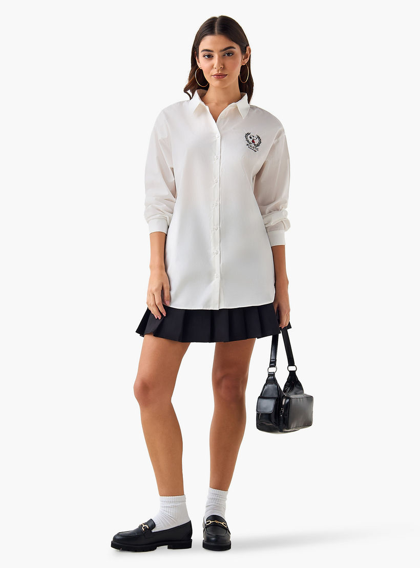 Snoopy Cotton Shirt with High-Low Hem-women-clothing-shirtsandblouses-shirts-image-3