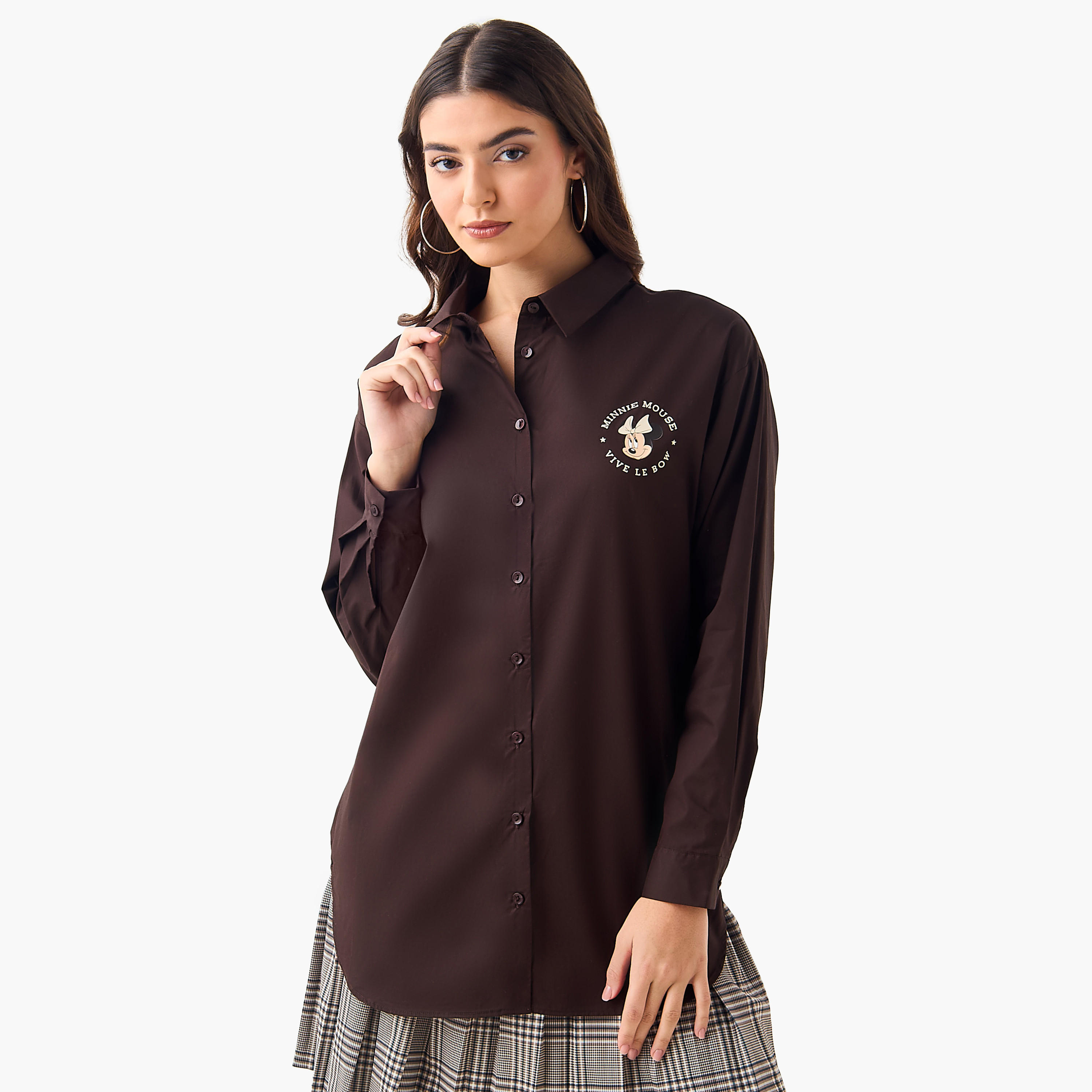 Minnie Mouse Shirt with High-Low Hem-women-clothing-shirtsandblouses-shirts-image-2