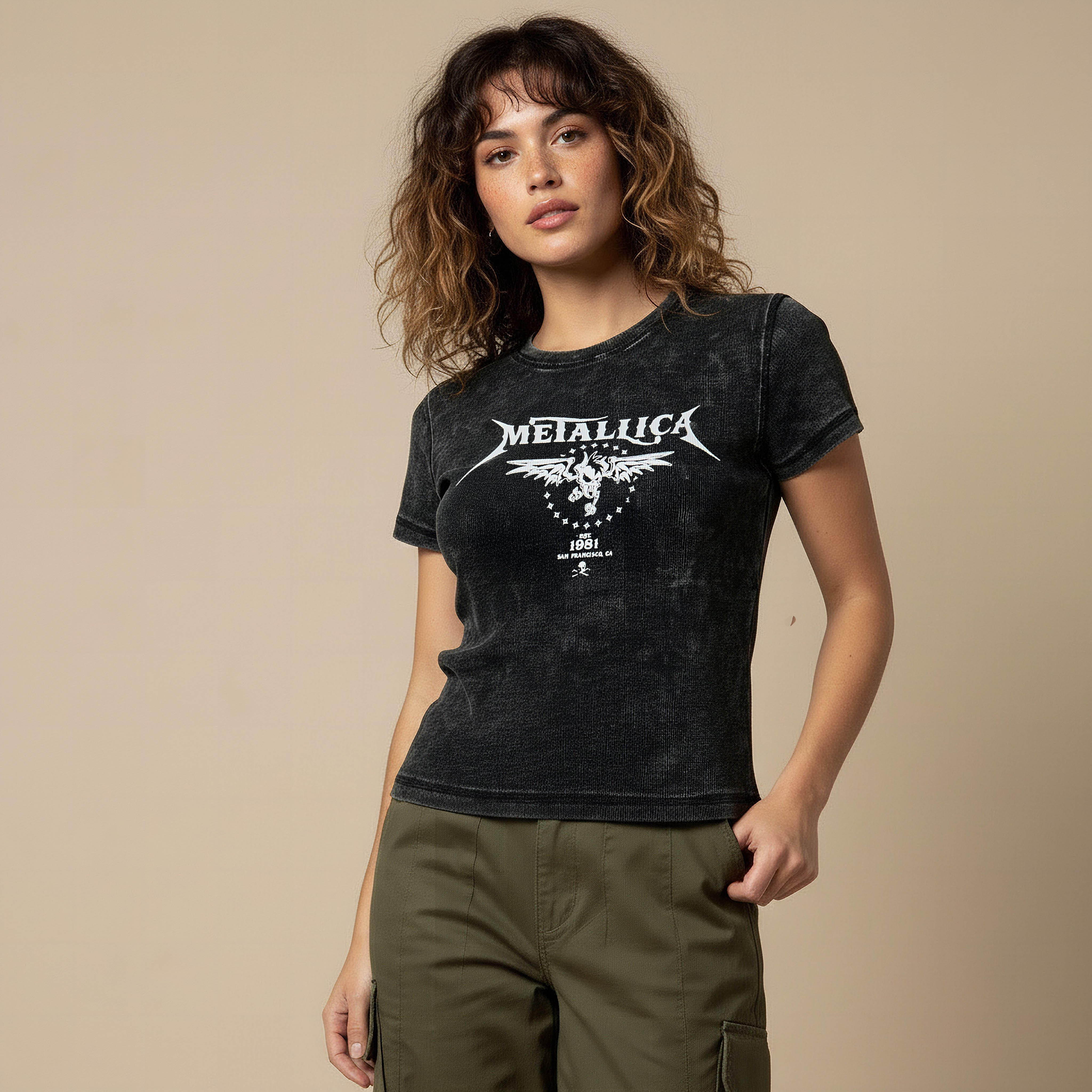Cotton T-shirt with Metallica Print-women-clothing-tshirts-image-1