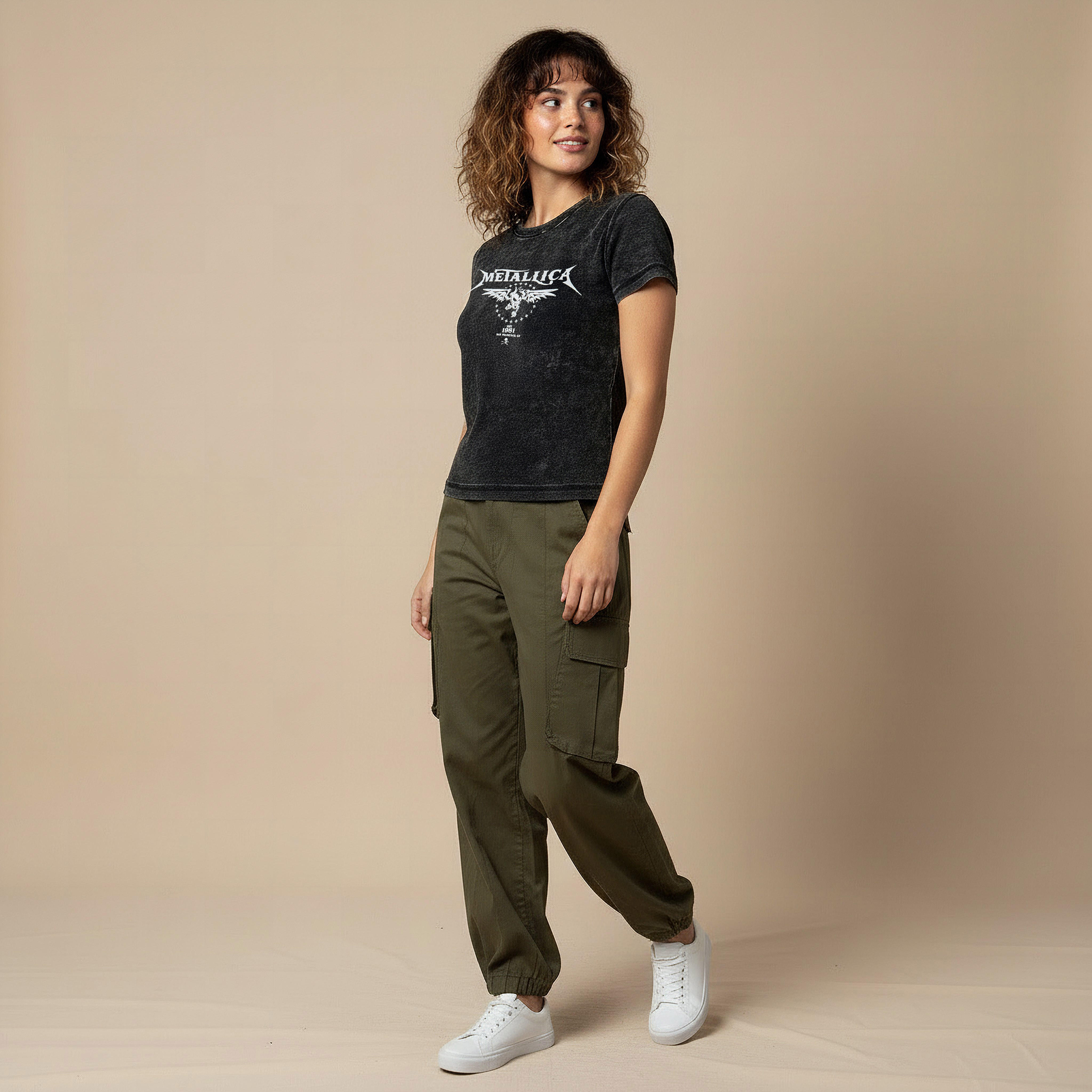 Cotton T-shirt with Metallica Print-women-clothing-tshirts-image-3