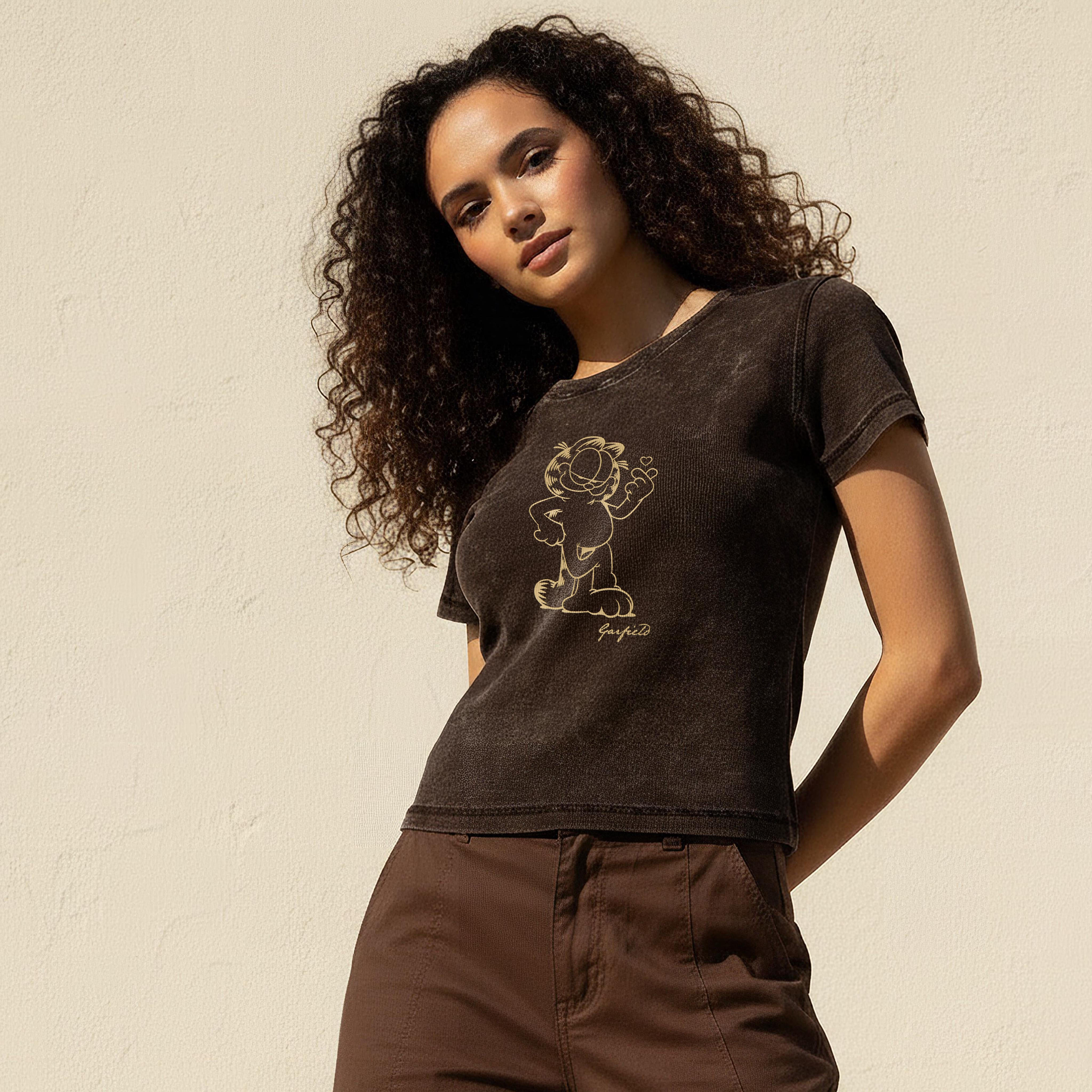 Cotton T-shirt with Garfield Print-women-clothing-tshirts-image-1