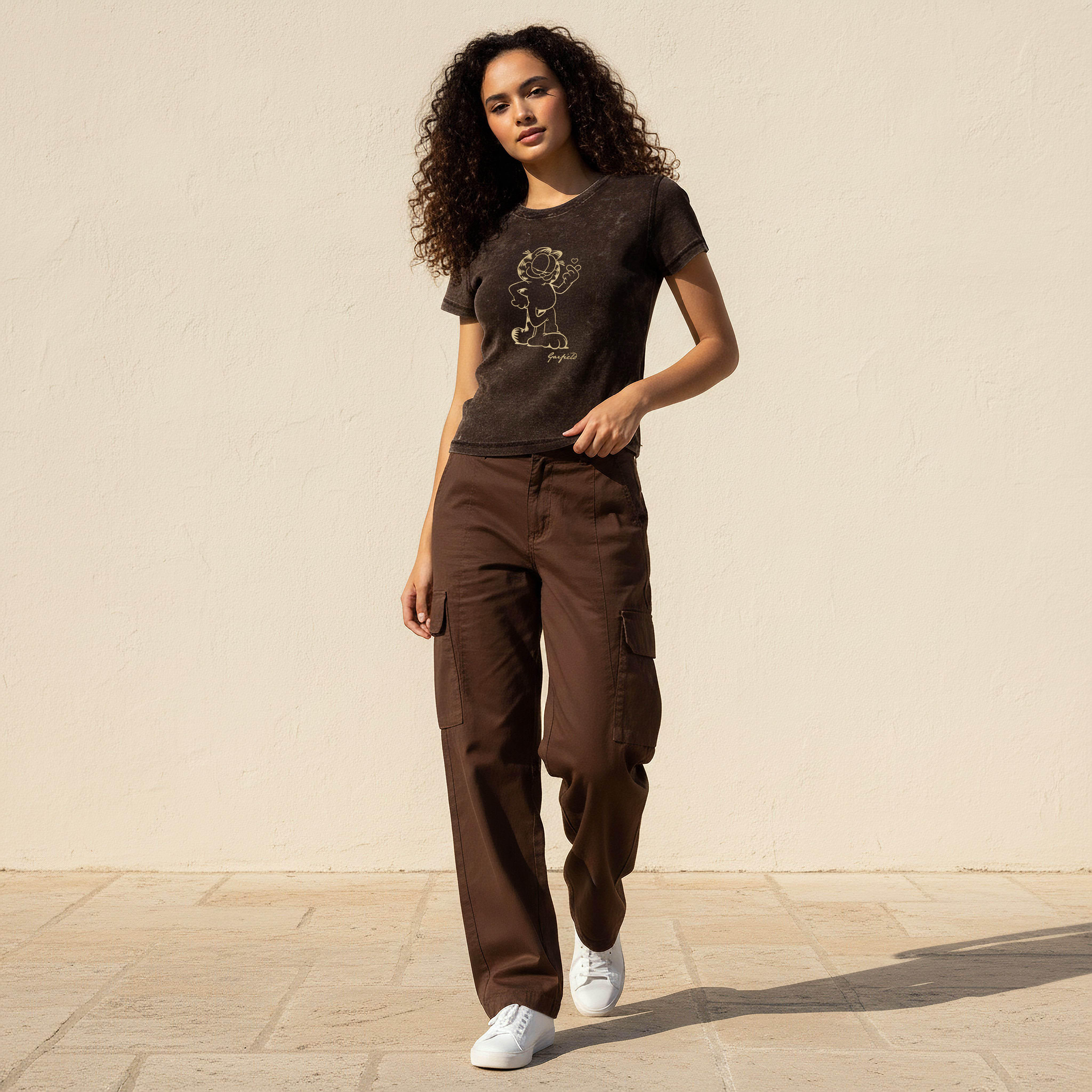 Cotton T-shirt with Garfield Print-women-clothing-tshirts-image-3