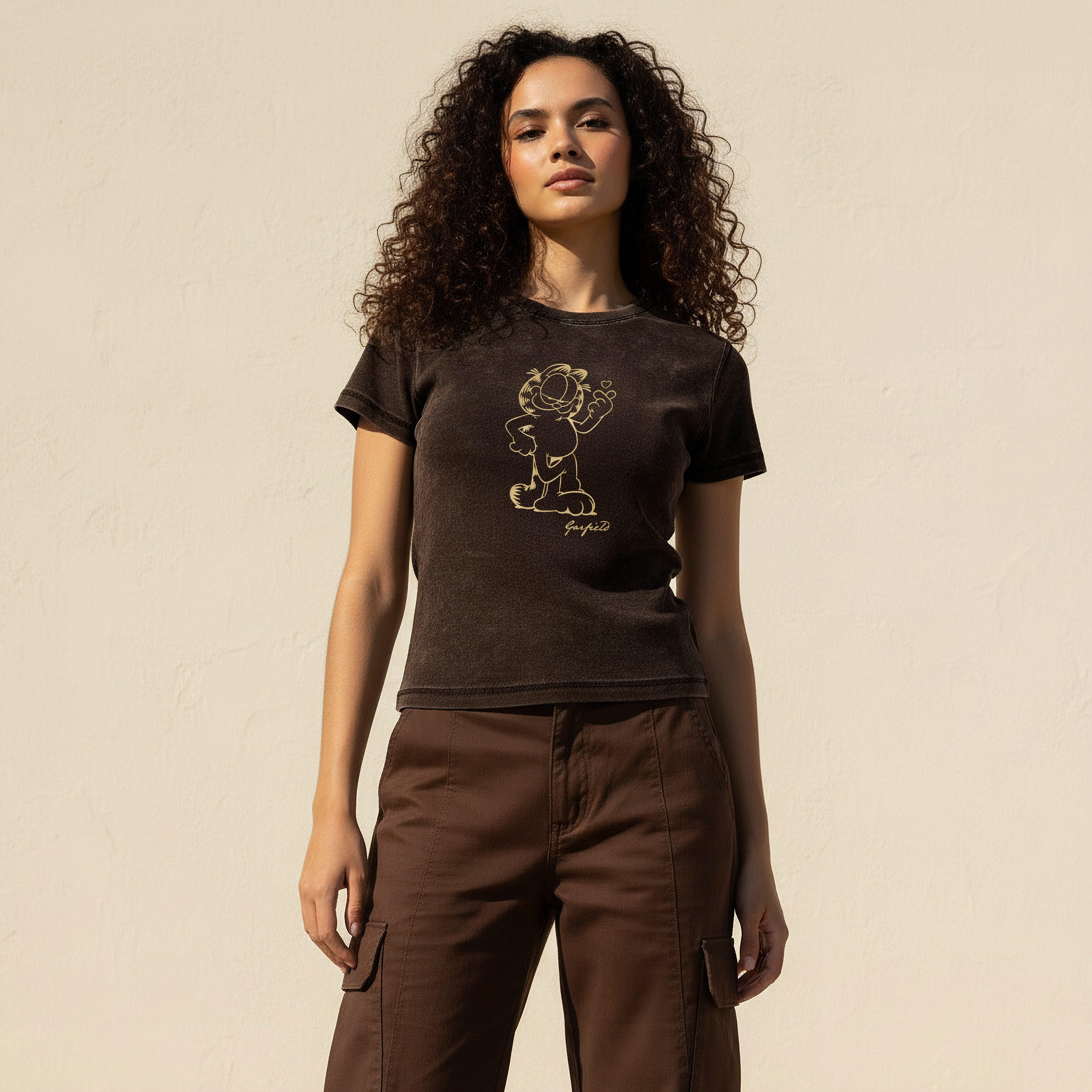 Cotton T-shirt with Garfield Print-women-clothing-tshirts-image-5