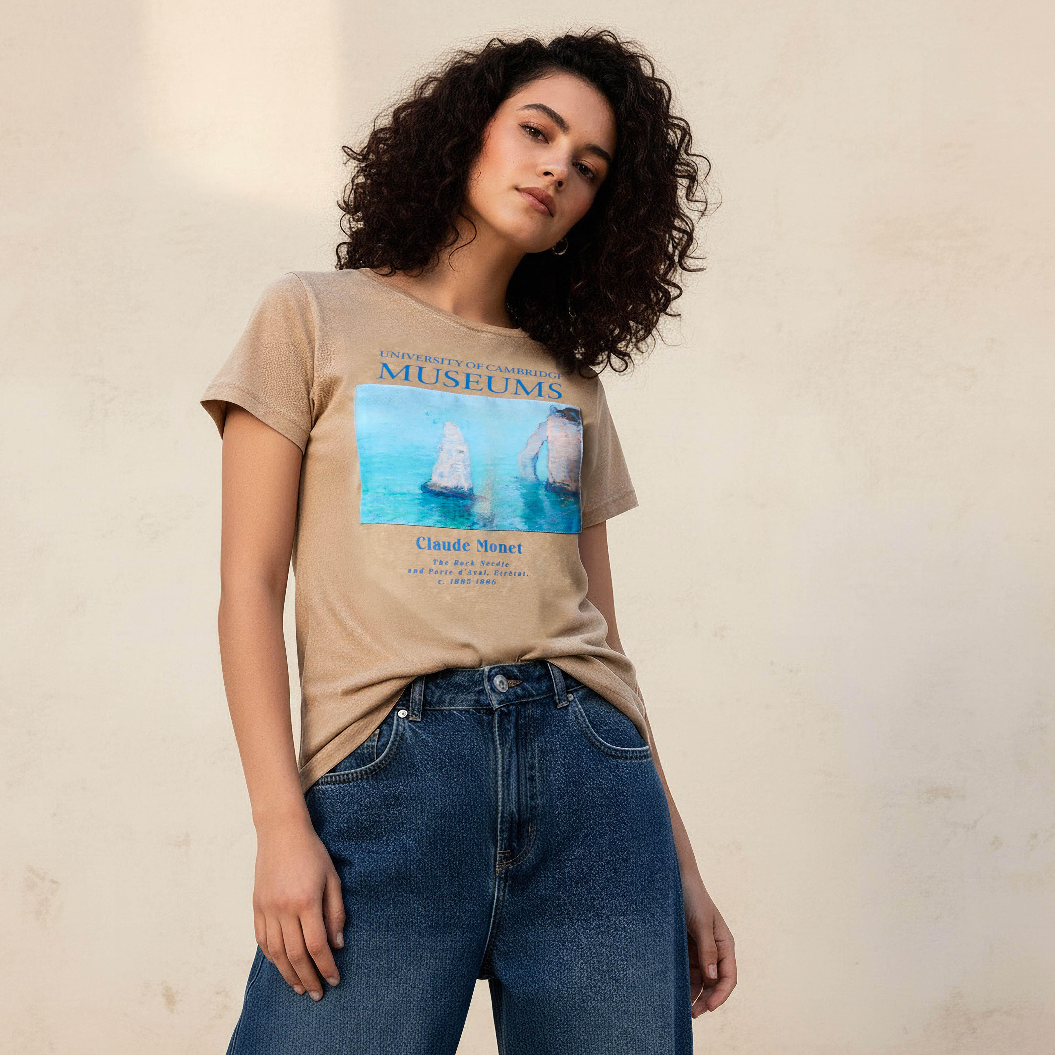 Slim Fit T-shirt with Claude Monet Print-women-clothing-tshirts-image-1