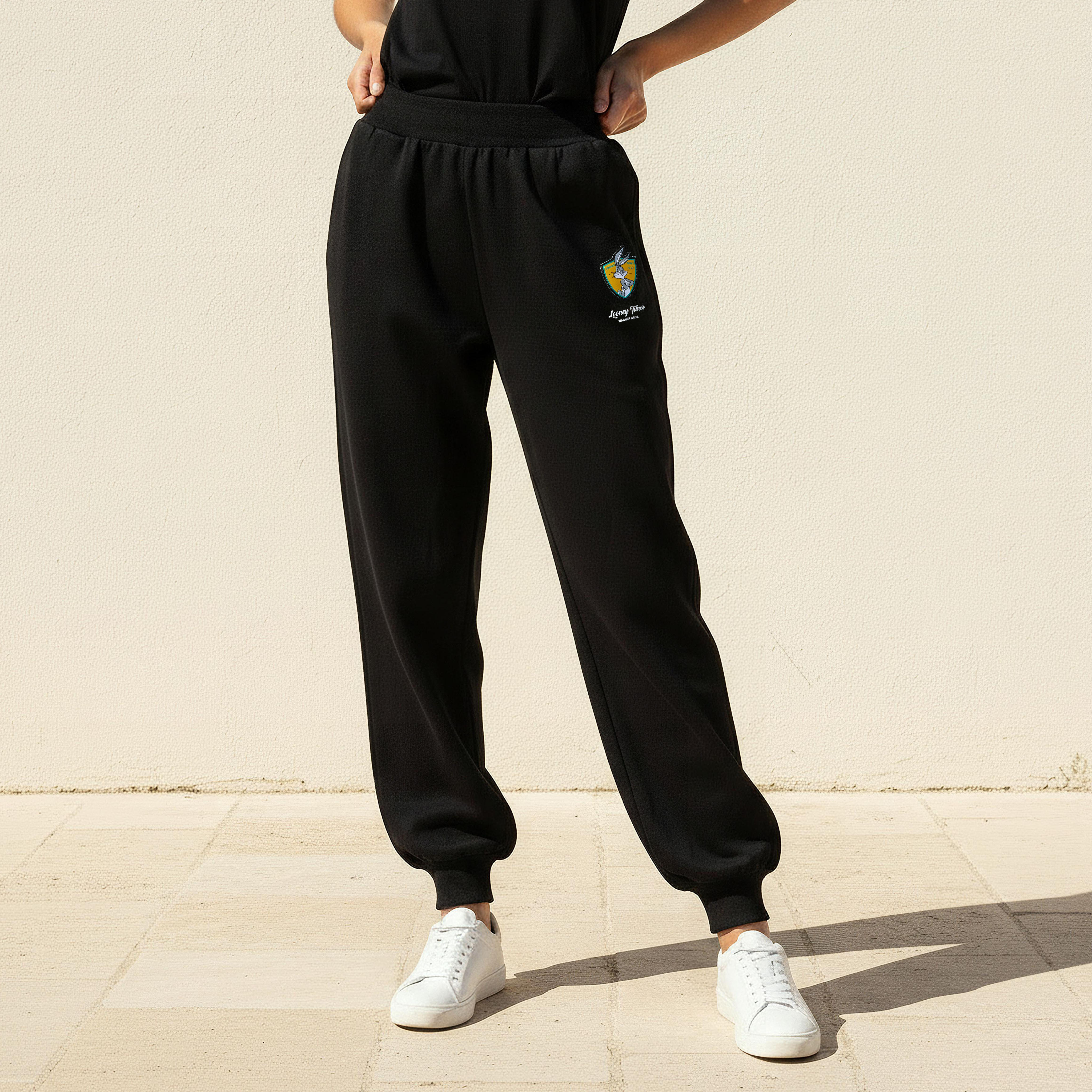 Mid-Rise Joggers with Looney Tunes Print-women-clothing-bottoms-joggers-image-1