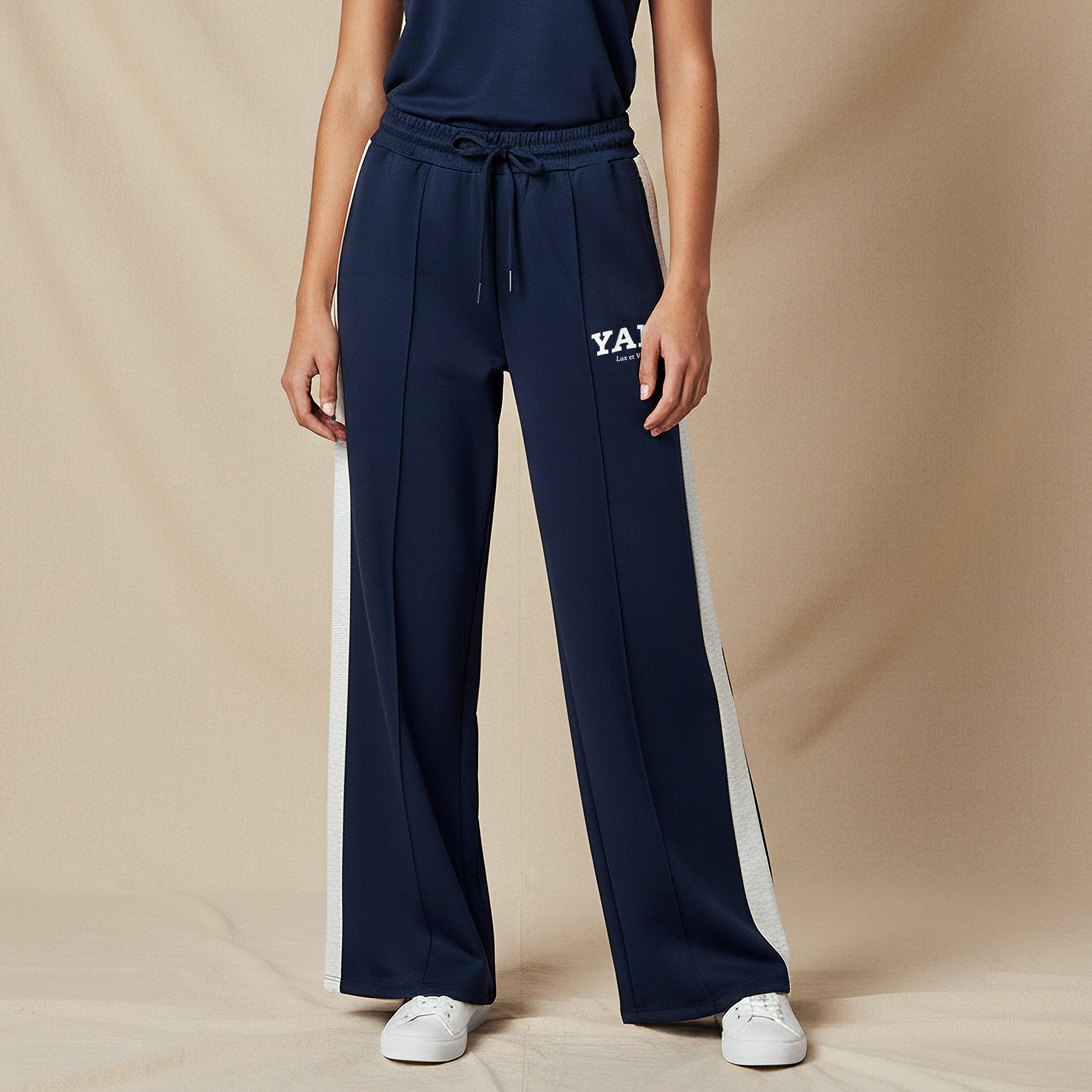 بنطلون رياضي واسع الساقين بخصر متوسط الارتفاع-women-clothing-bottoms-joggers-image-4