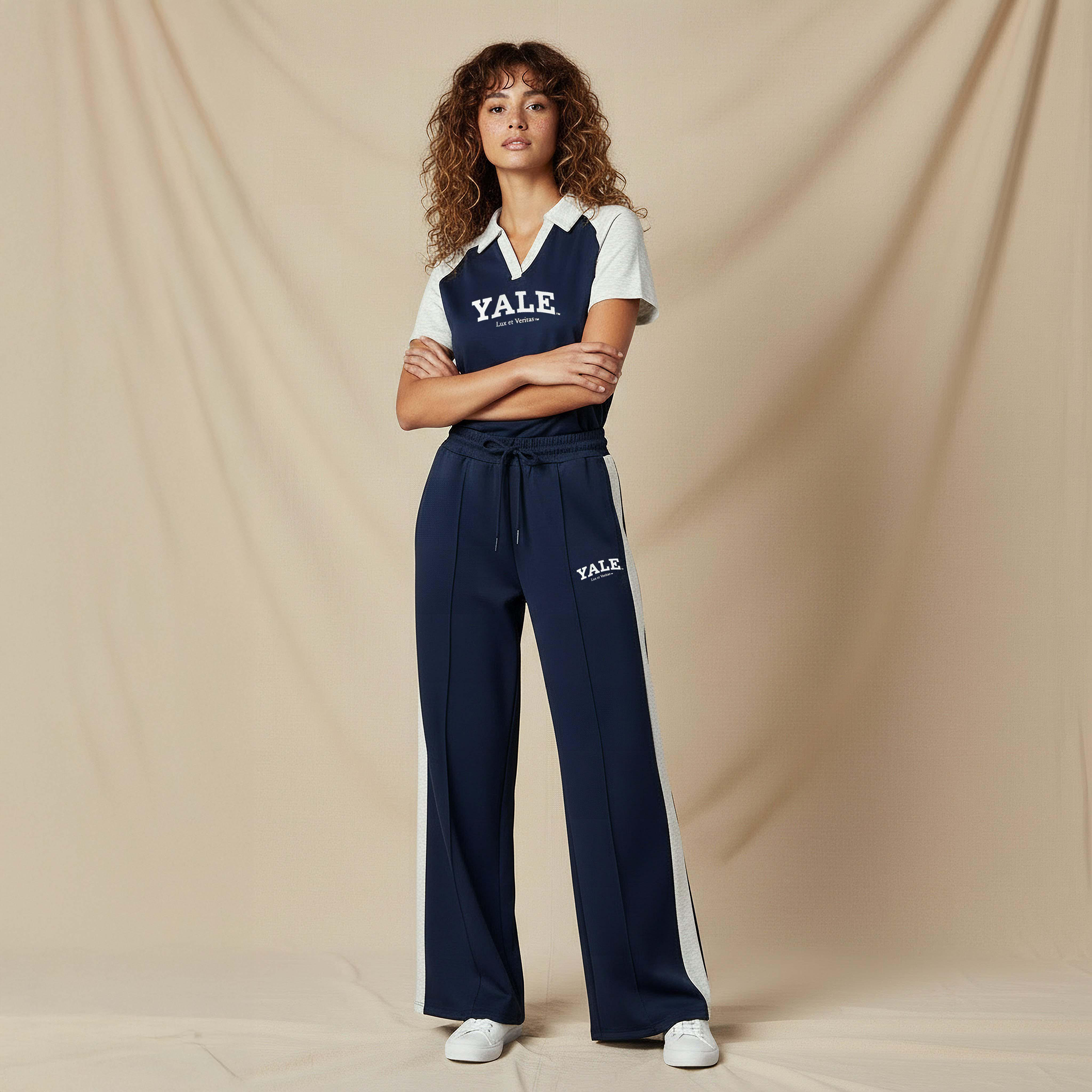 بنطلون رياضي واسع الساقين بخصر متوسط الارتفاع-women-clothing-bottoms-joggers-image-2
