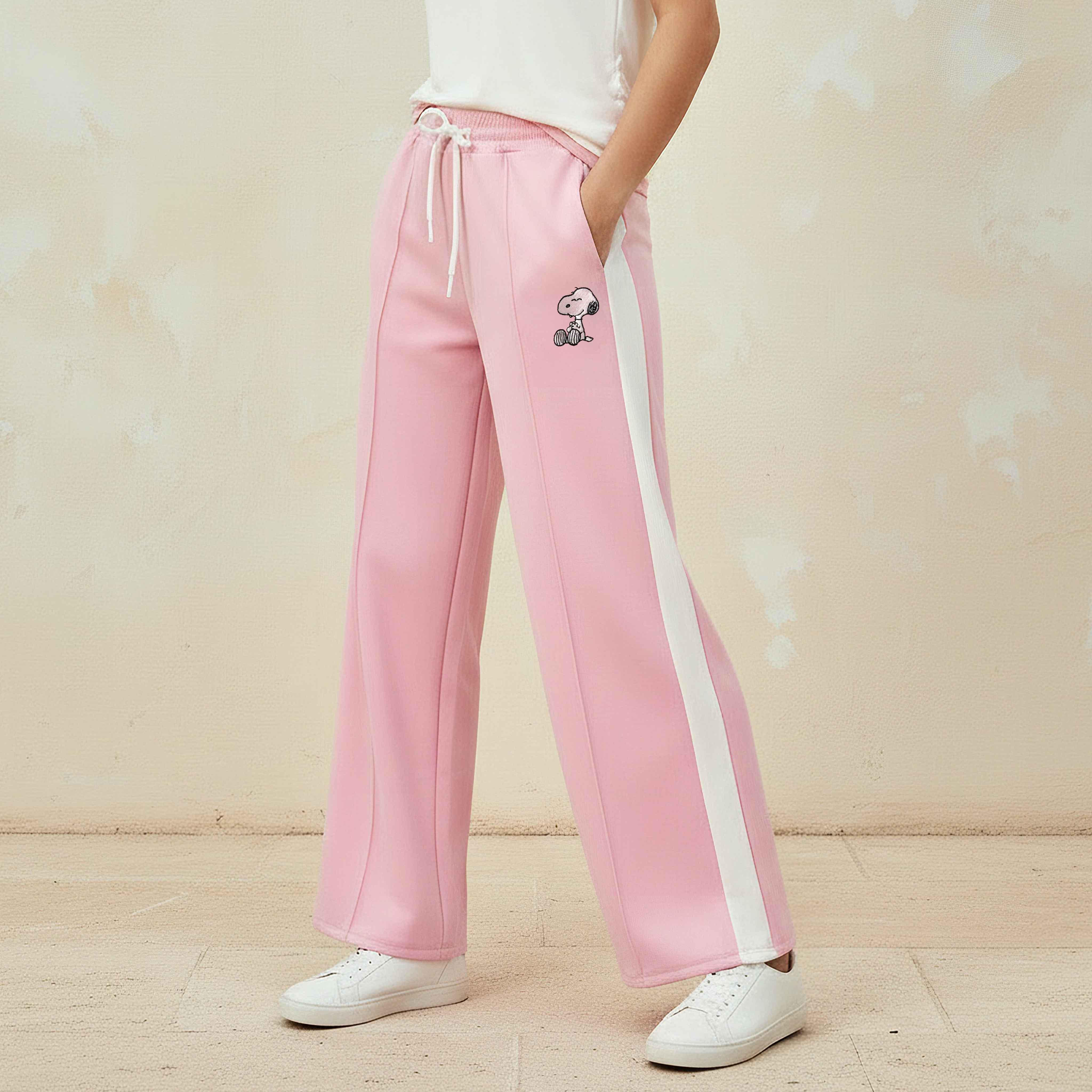 بنطلون رياضي واسع بخصر متوسط الارتفاع-women-clothing-bottoms-joggers-image-1