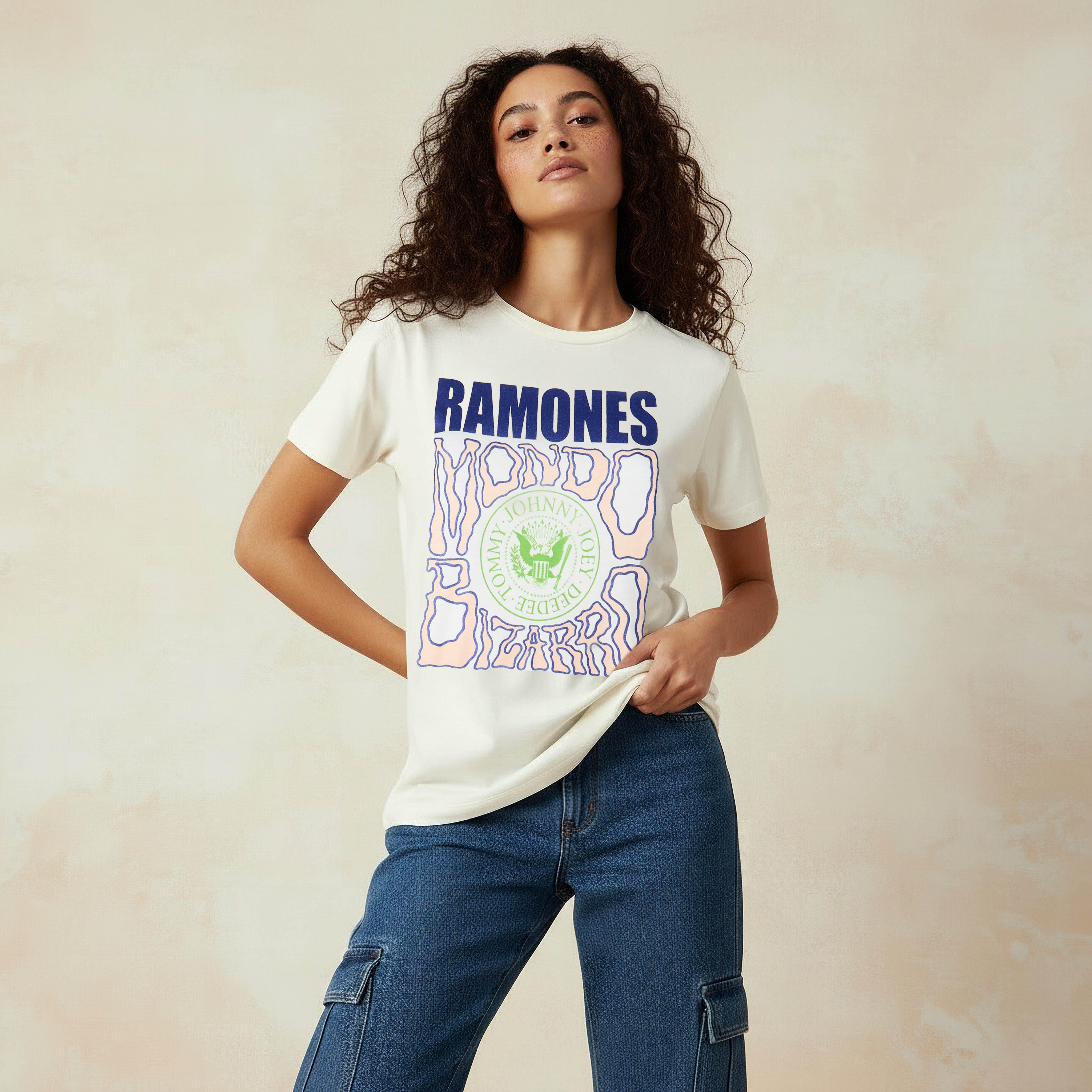 Cotton T-shirt with Ramones Print-women-clothing-tshirts-image-1