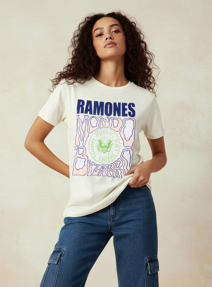 Cotton T-shirt with Ramones Print-women-clothing-tshirts-image-1