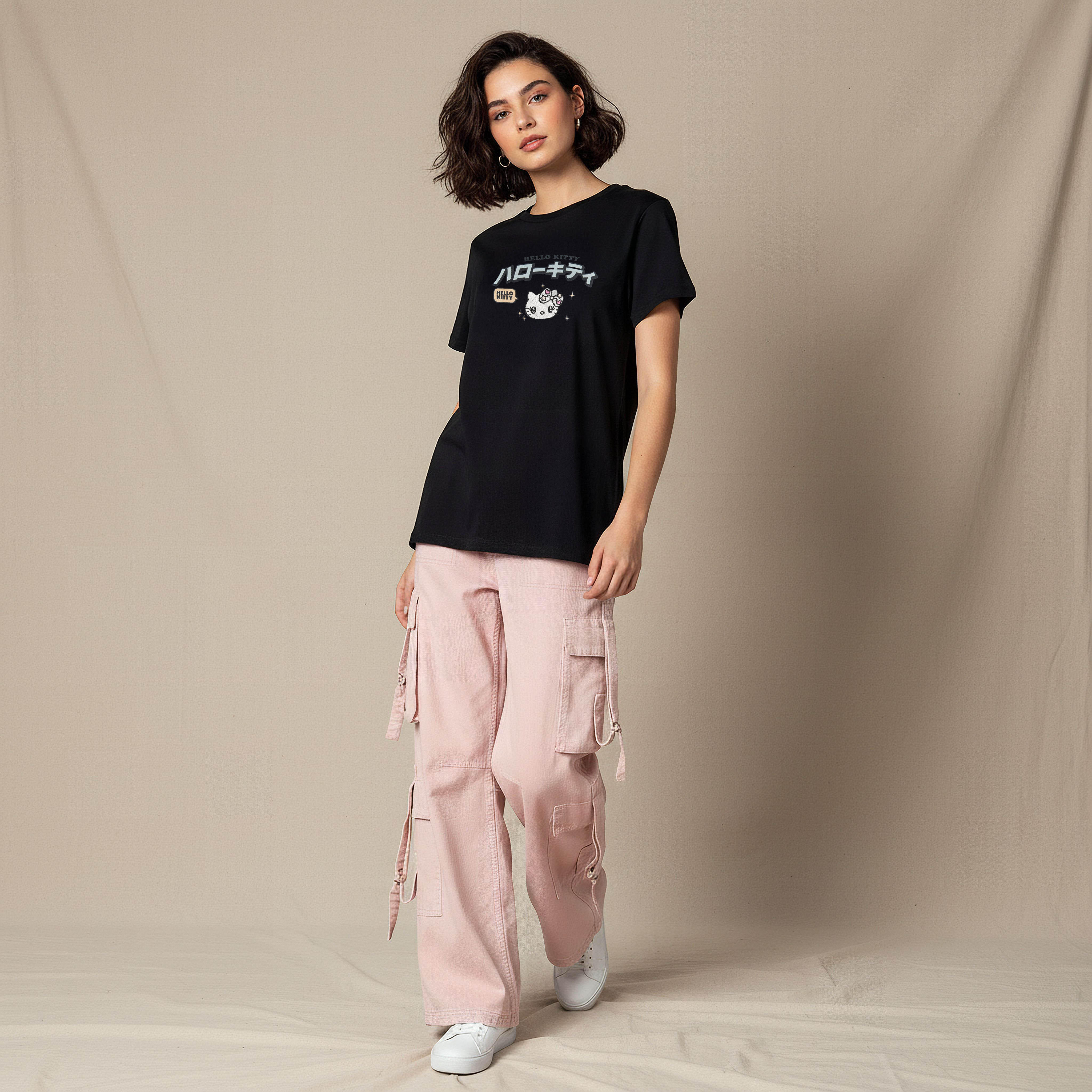 تيشيرت قطن بتطريز هالو كيتي-women-clothing-tshirts-image-3