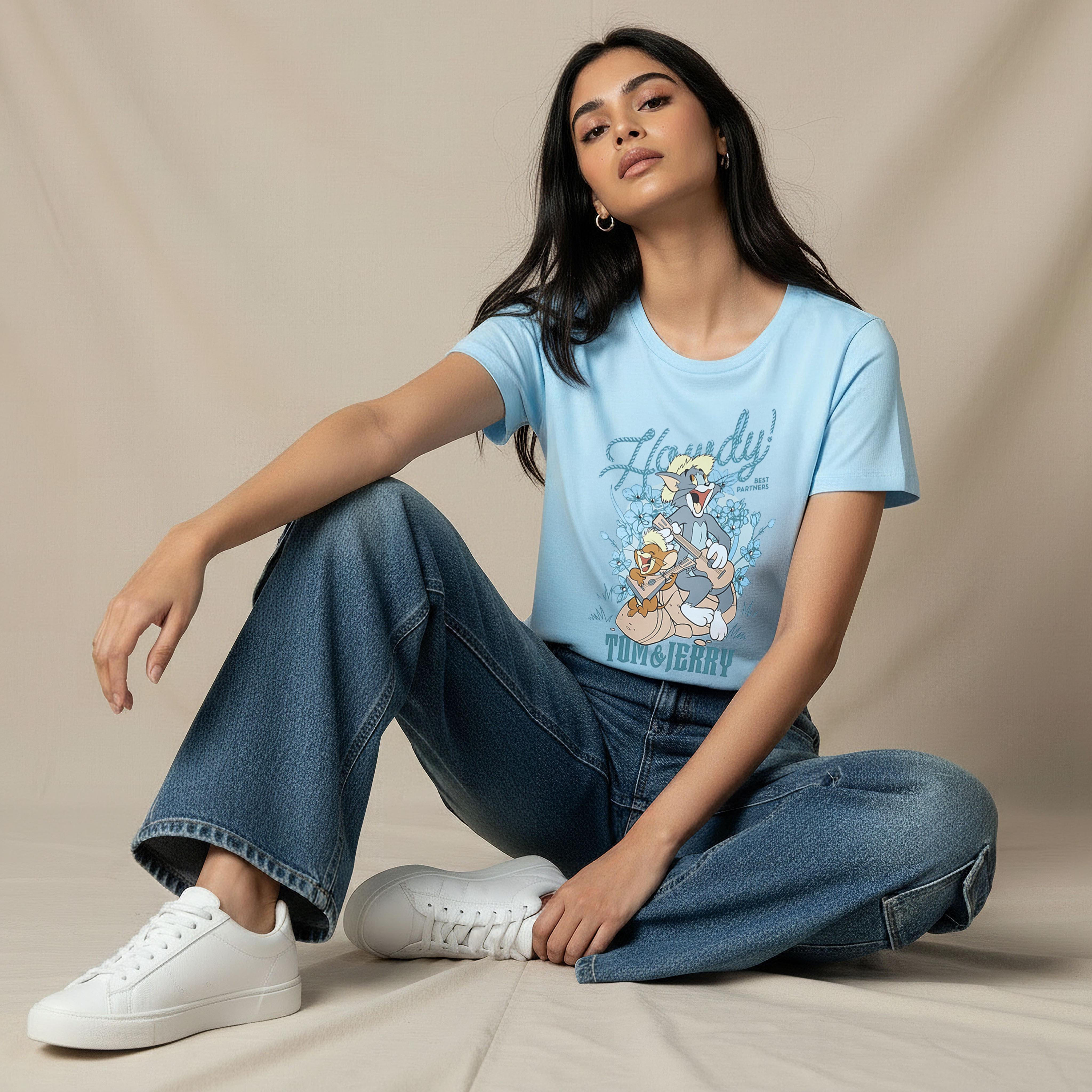تيشيرت قطن بطبعات توم وجيري-women-clothing-tshirts-image-6