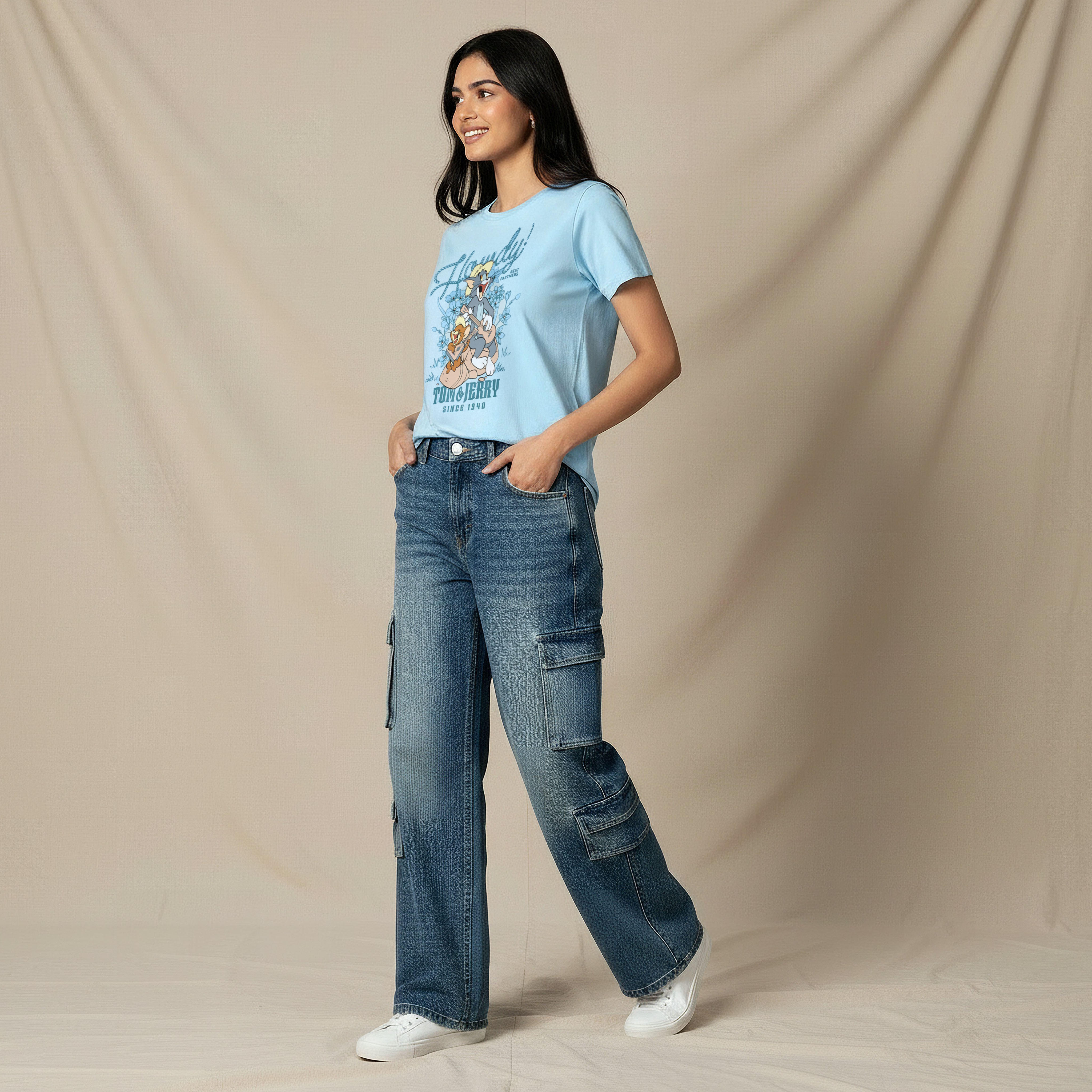 تيشيرت قطن بطبعات توم وجيري-women-clothing-tshirts-image-4