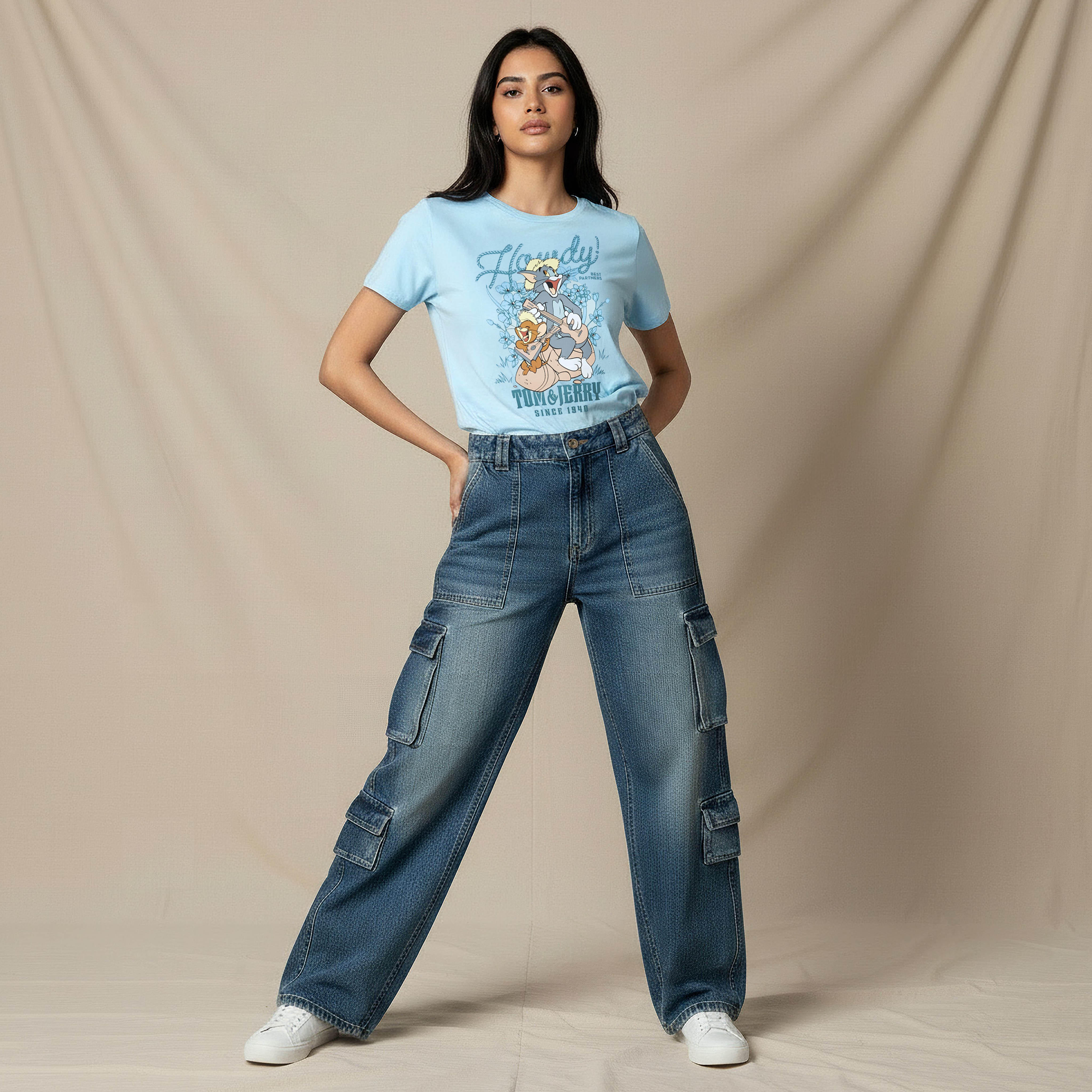 تيشيرت قطن بطبعات توم وجيري-women-clothing-tshirts-image-1