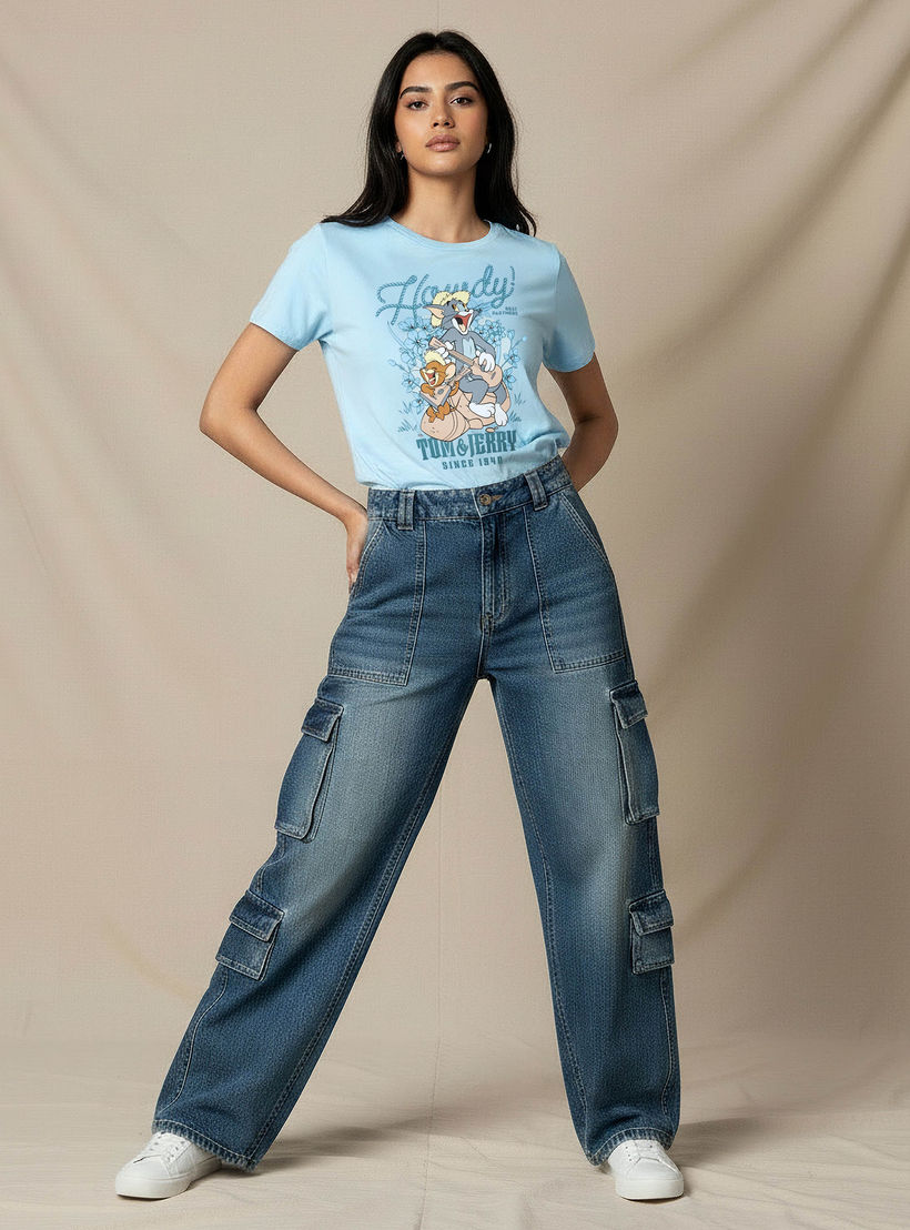 تيشيرت قطن بطبعات توم وجيري-women-clothing-tshirts-image-1