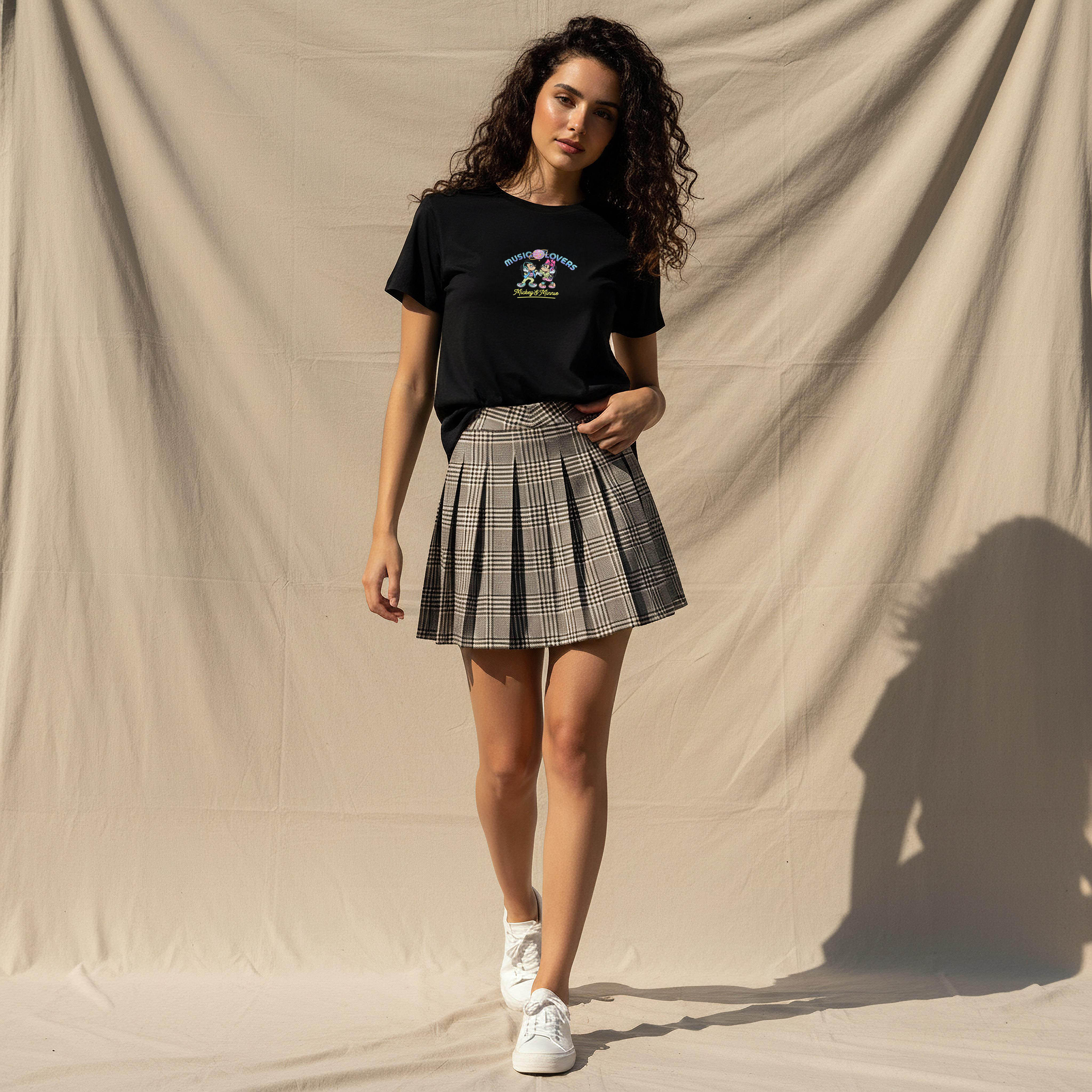 Cotton T-shirt with Mickey and Minnie Mouse Print-women-clothing-tshirts-image-3