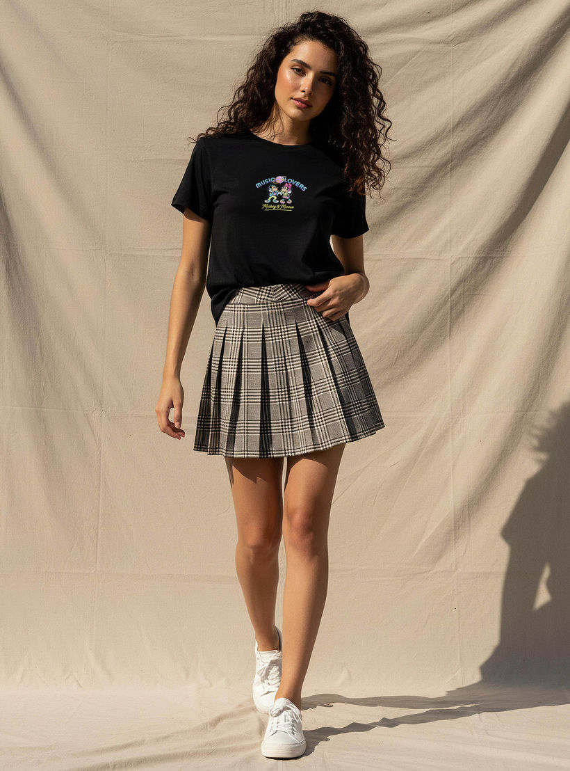 Cotton T-shirt with Mickey and Minnie Mouse Print-women-clothing-tshirts-image-3