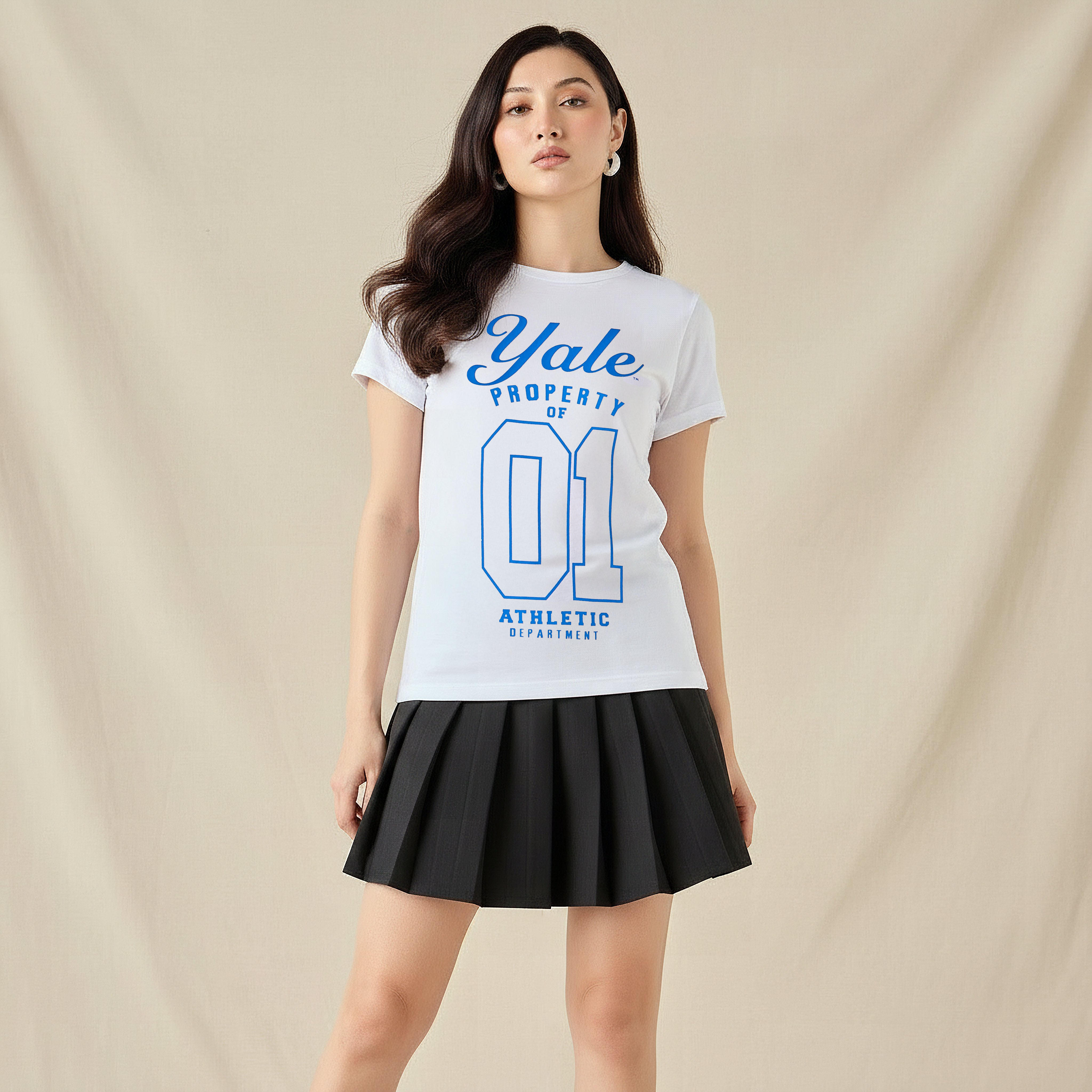 Cotton T-shirt with Yale University Print-women-clothing-tshirts-image-1