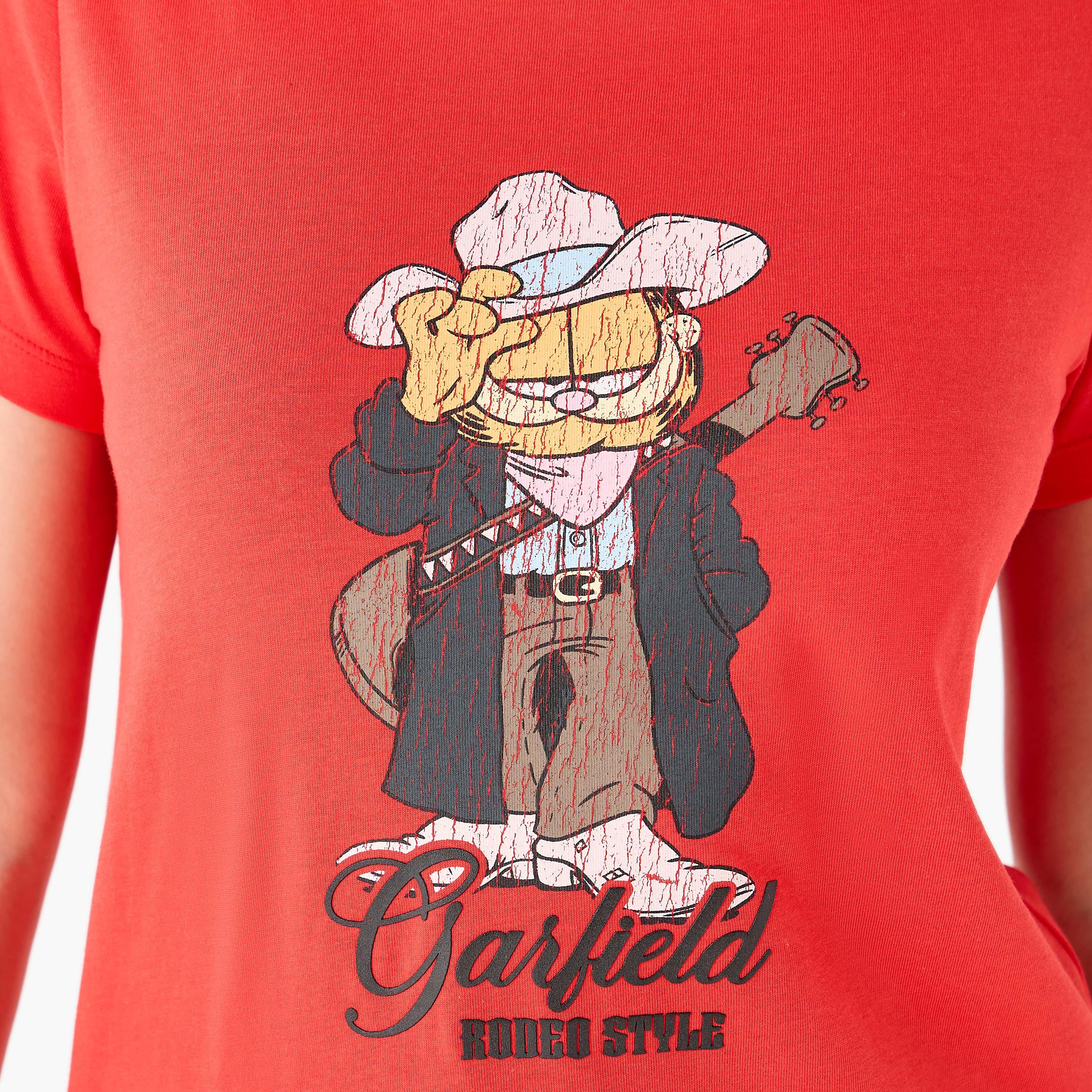 Cotton T-shirt with Garfield Print-women-clothing-tshirts-image-5