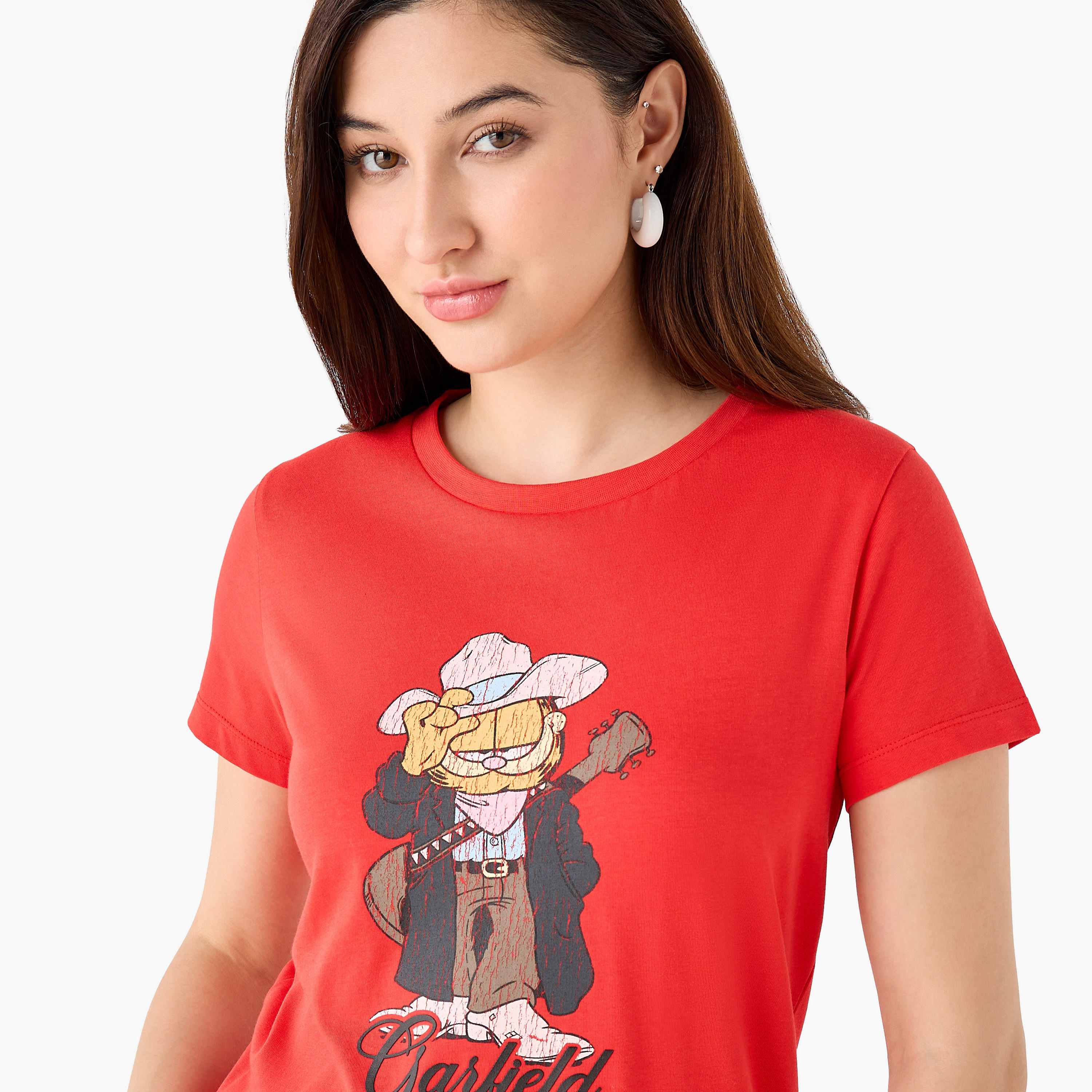 Cotton T-shirt with Garfield Print-women-clothing-tshirts-image-6