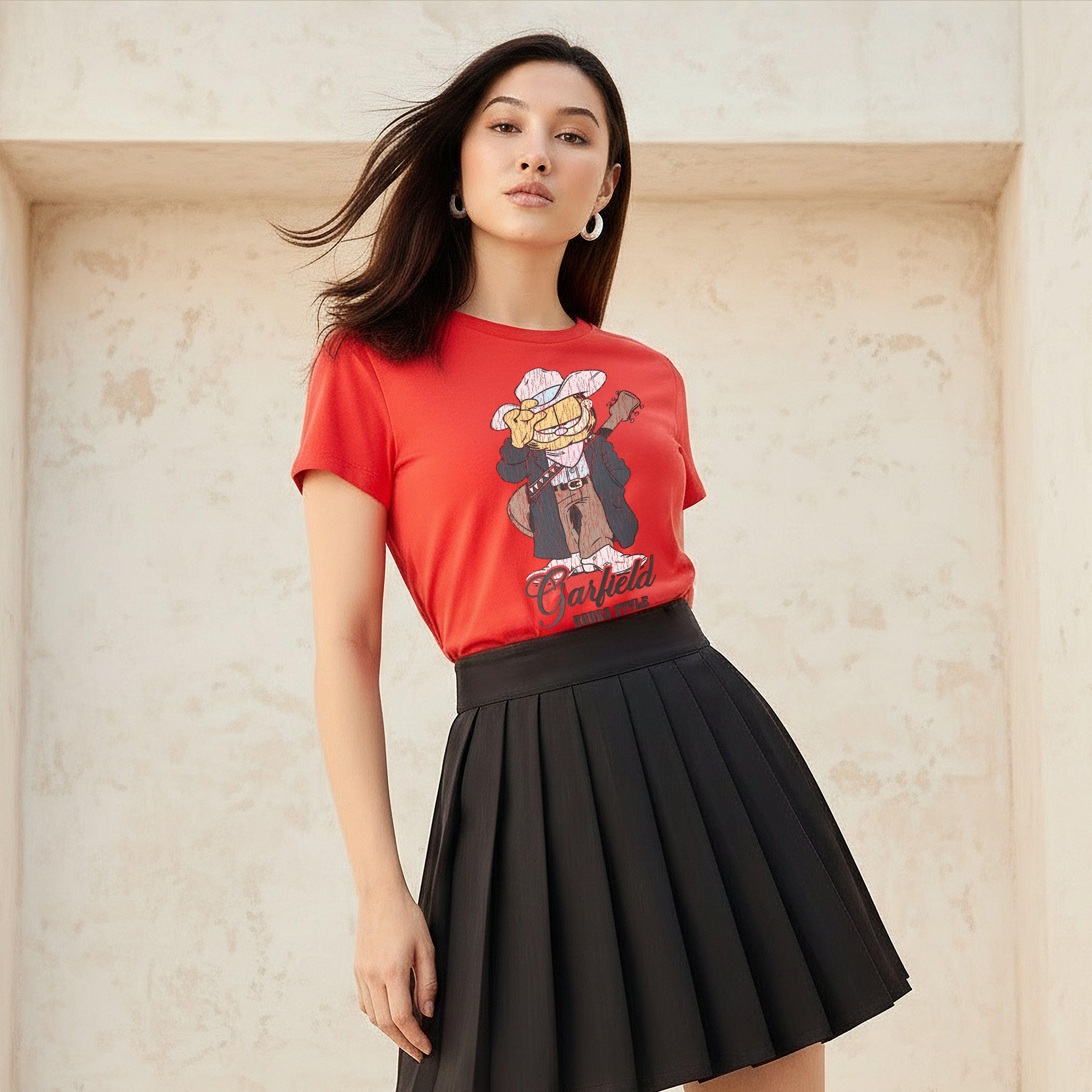 Cotton T-shirt with Garfield Print-women-clothing-tshirts-image-1