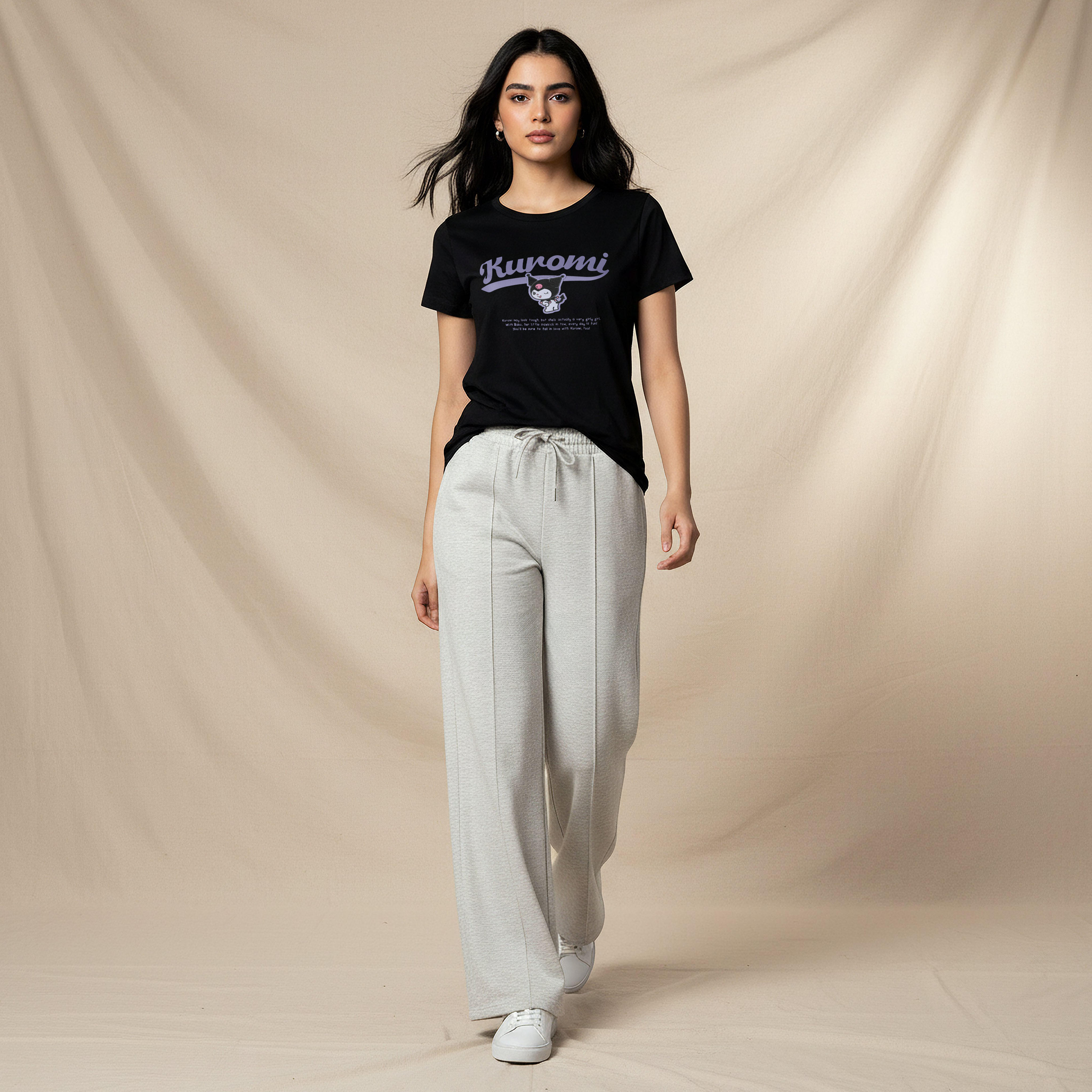 Cotton T-shirt with Kuromi Print-women-clothing-tshirts-image-5