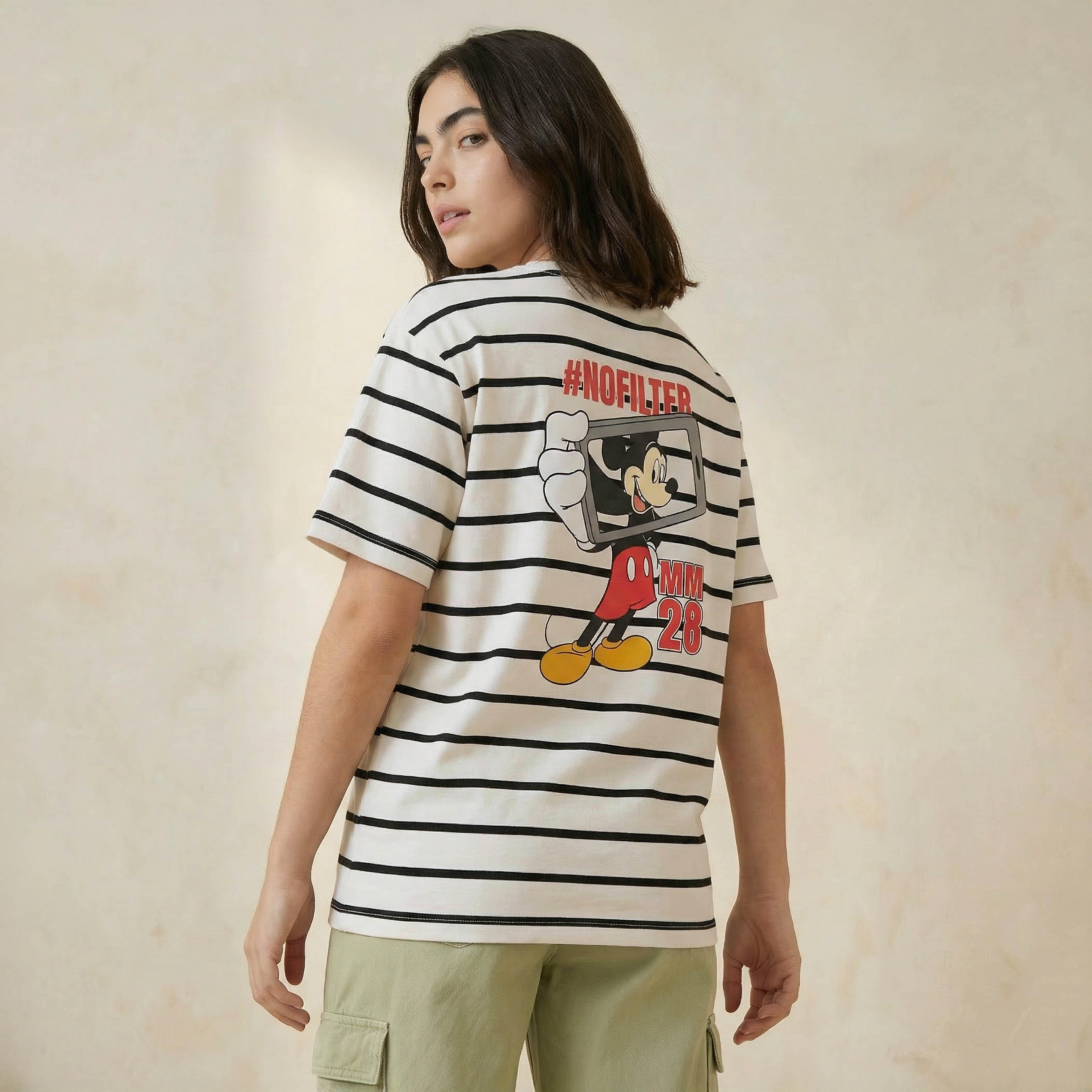 Loose Fit T-shirt with Mickey Mouse Embroidery-women-clothing-tshirts-image-4