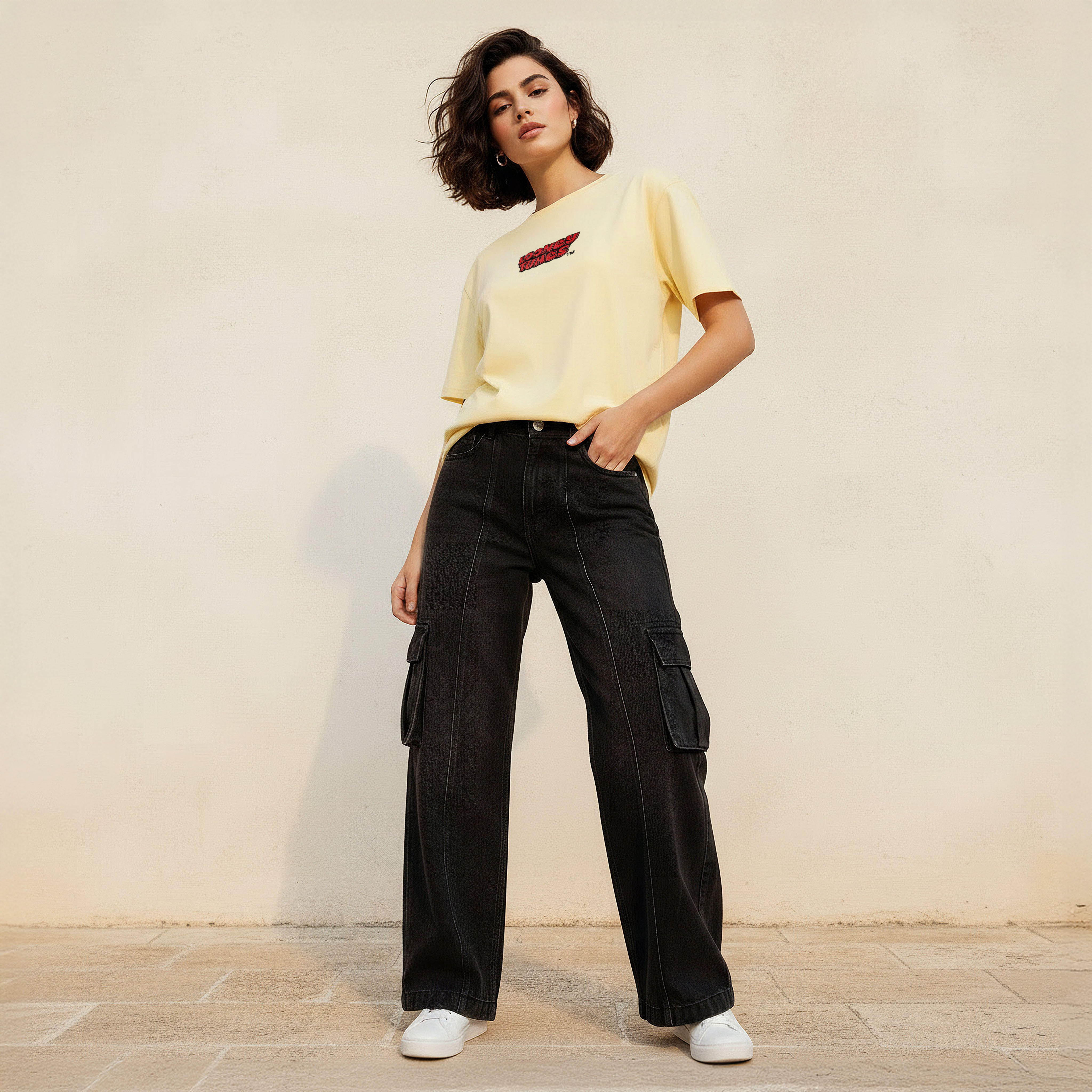 تيشيرت بفضة واسعة وطبعات لوني تونز-women-clothing-tshirts-image-3