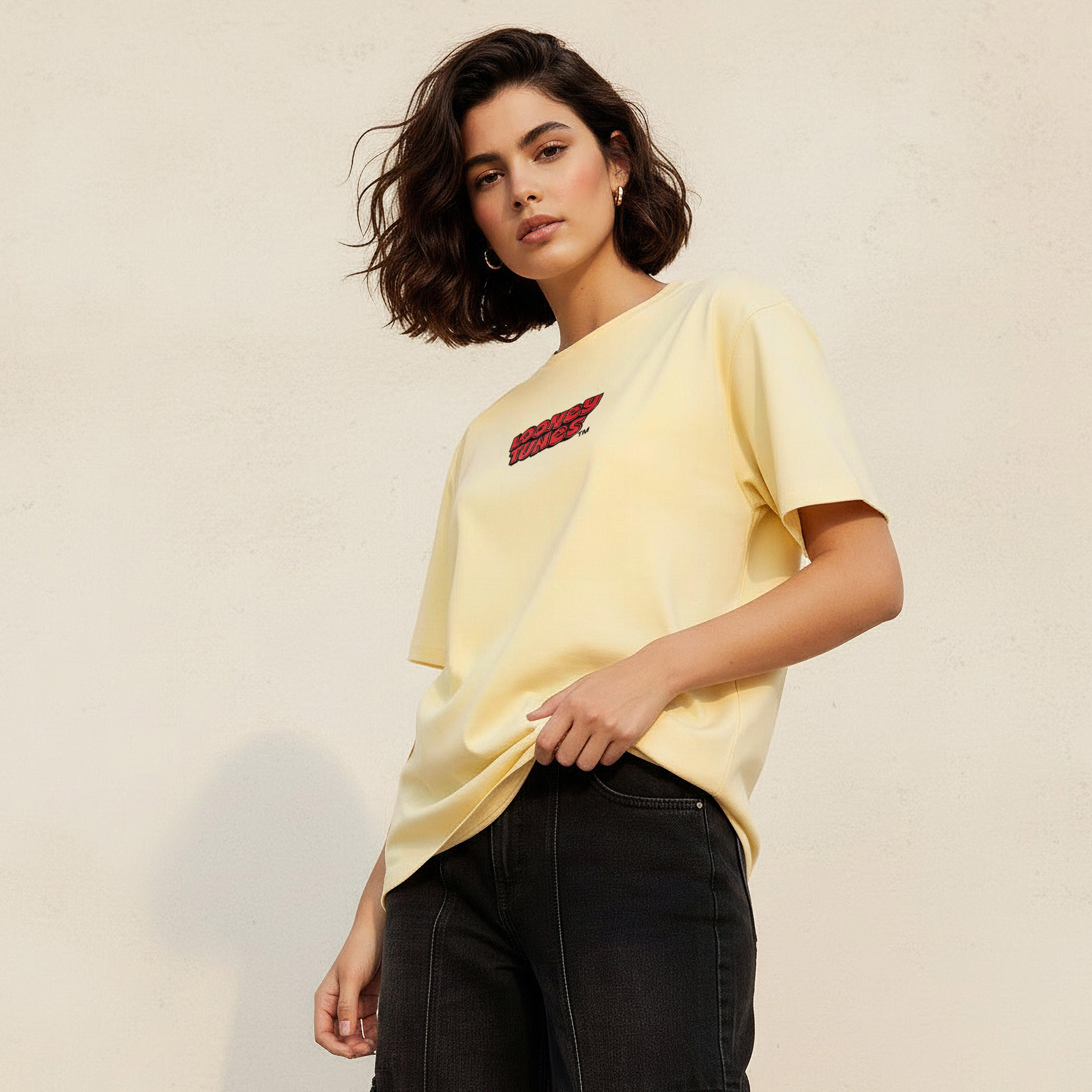 تيشيرت بفضة واسعة وطبعات لوني تونز-women-clothing-tshirts-image-2