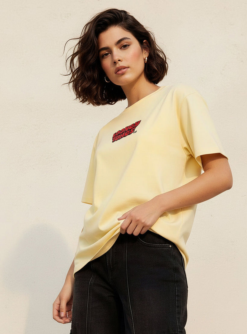 تيشيرت بفضة واسعة وطبعات لوني تونز-women-clothing-tshirts-image-2