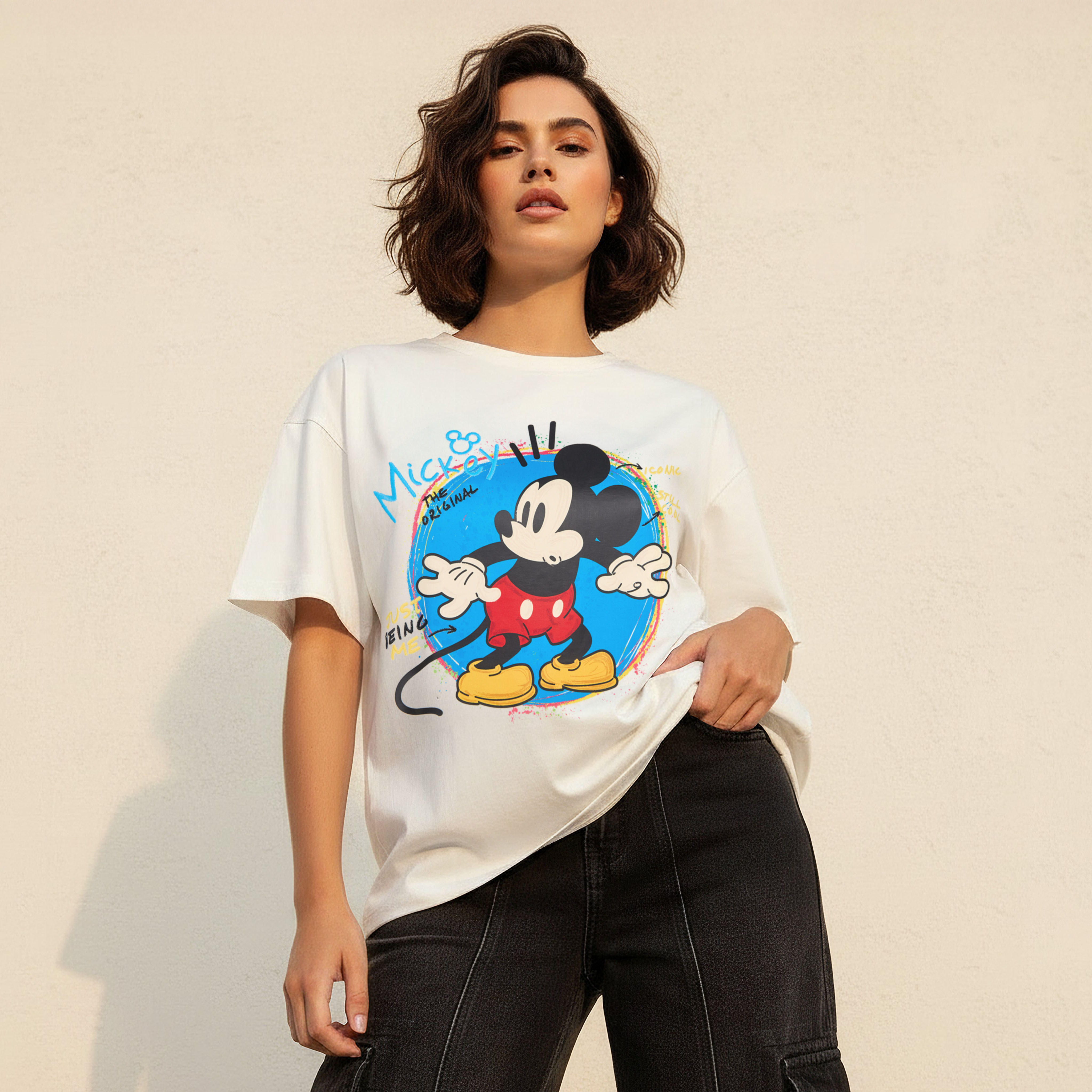 Mickey Mouse Cotton T-shirt-women-clothing-tshirts-image-1